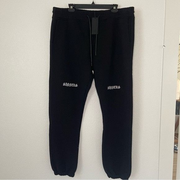 image of $255 NWT Rta Men Owen Sinners Black Sweatpants Size Xl