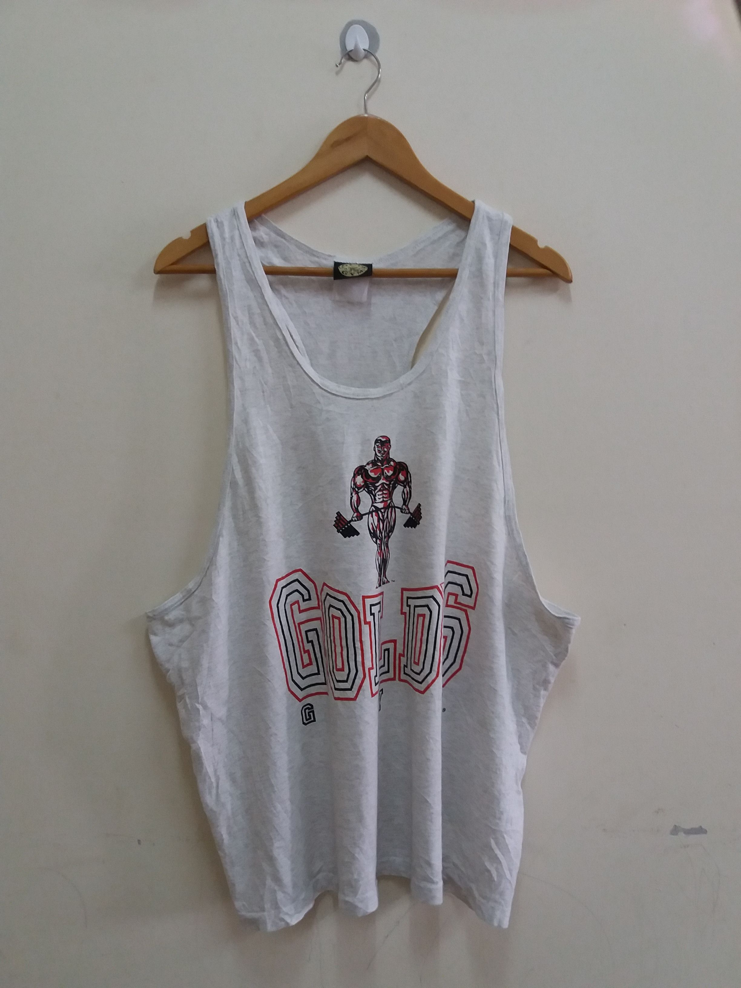 image of Made In USA x Vintage Single Stitch Golds Gym Singlet in Grey, Men's (Size Medium)