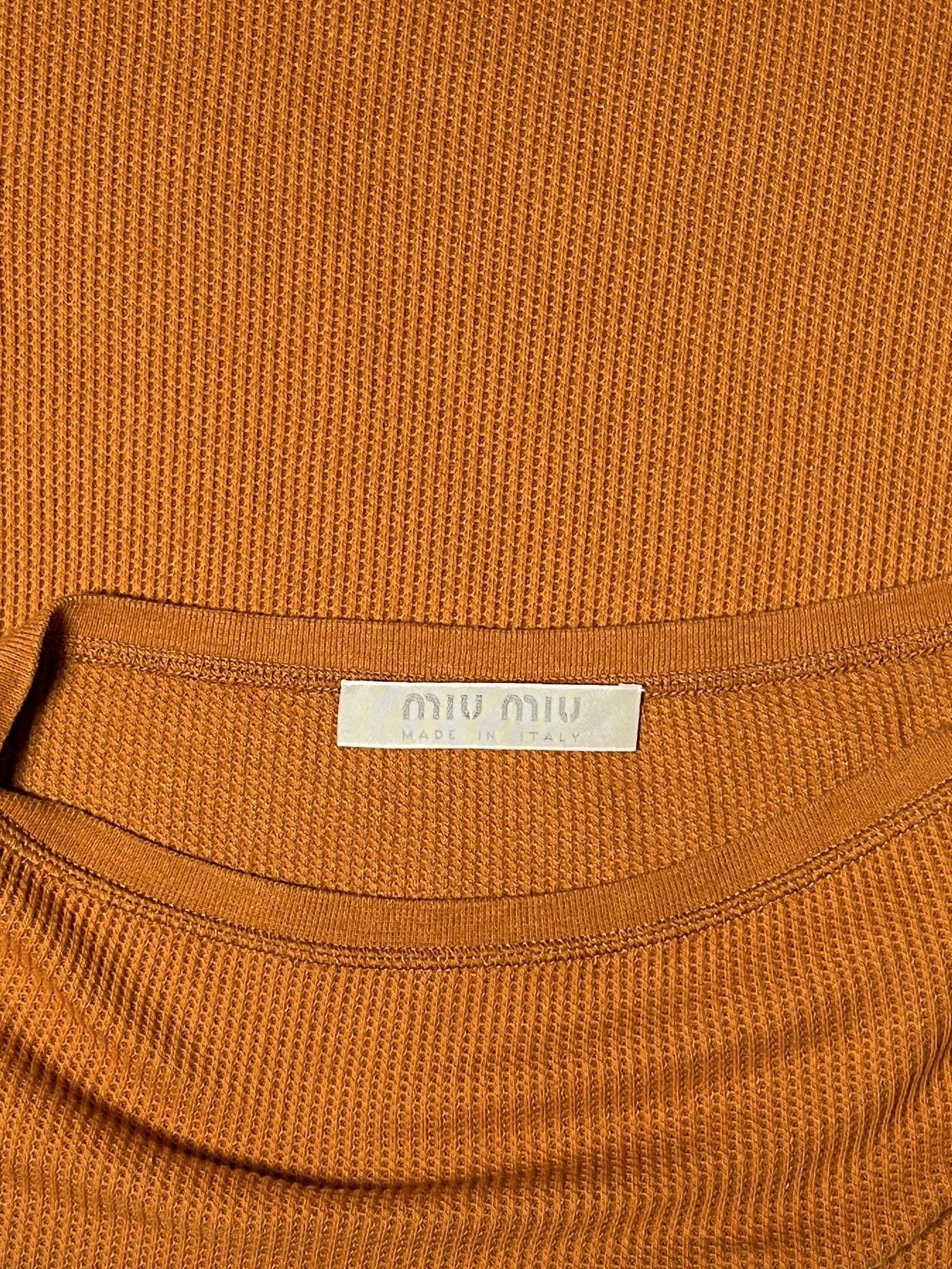 Miu Miu ⚡️QUICK SALE⚡️1990's Miu Miu Orange Waffle-Knit T-Shirt Size S / US 4 / IT 40 - 3 Thumbnail