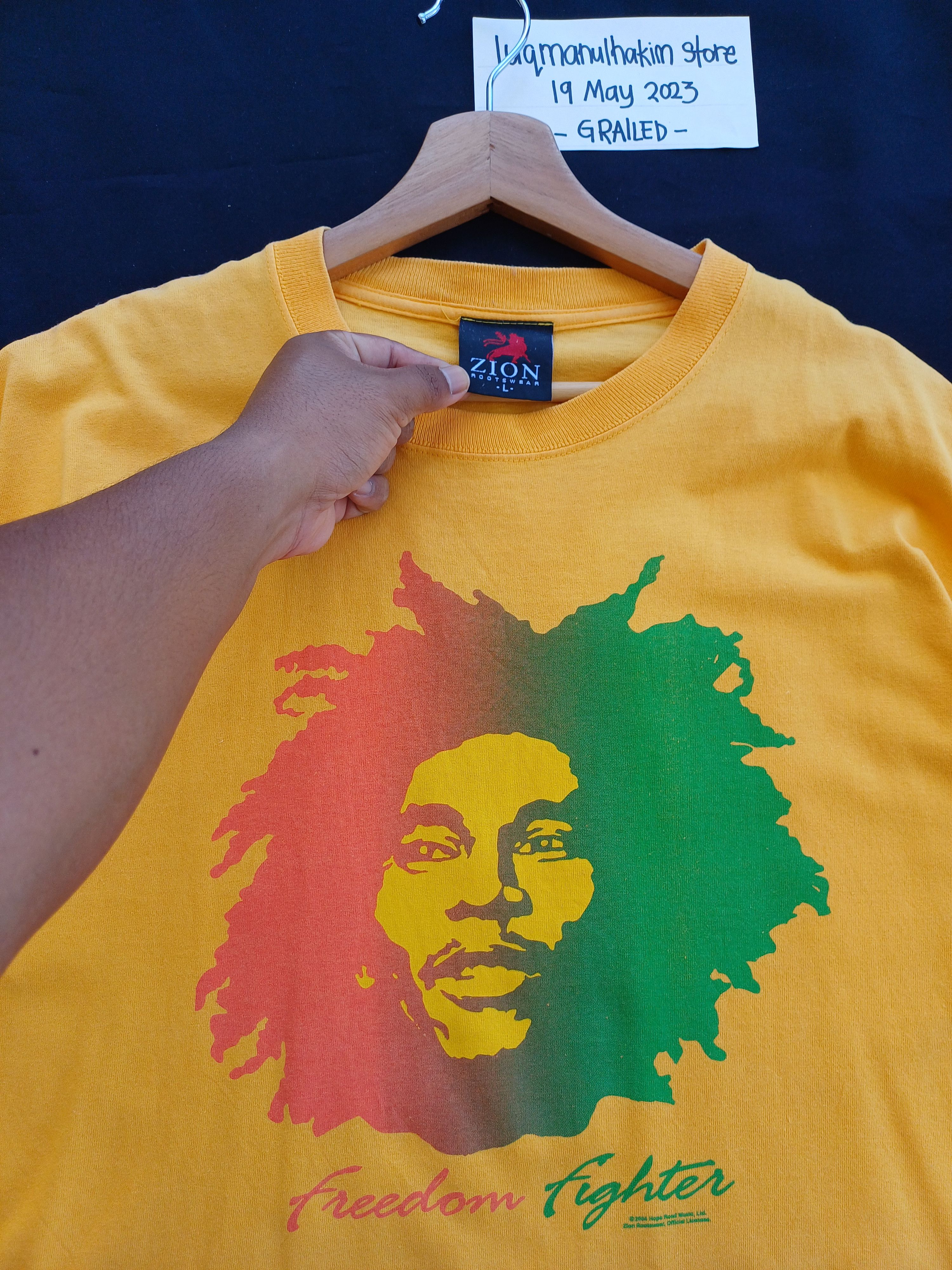 Bob Marley ZION Bob Marley Freedom Fighter Yellow T-Shirt Size US L / EU 52-54 / 3 - 6 Thumbnail