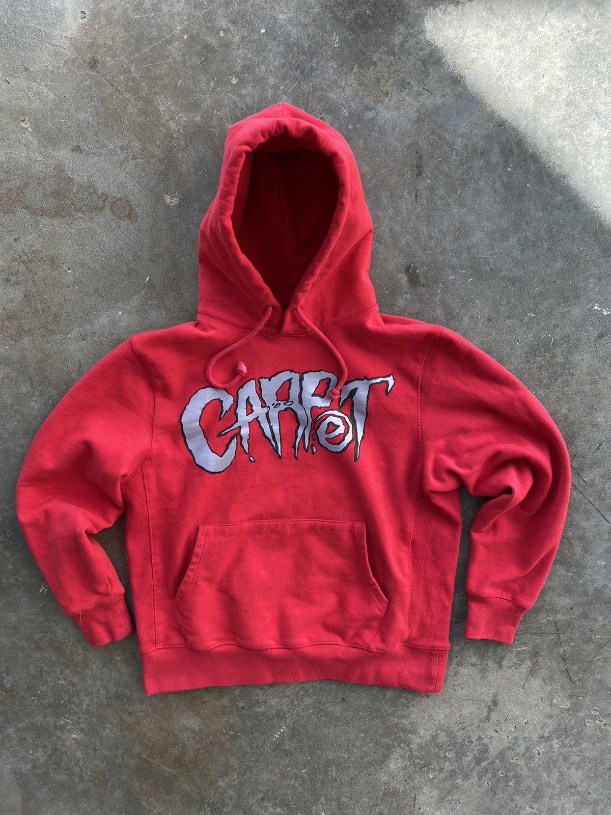 image of Carpet Company Red Cursive Script Logo Hoodie Red Small S, Men's