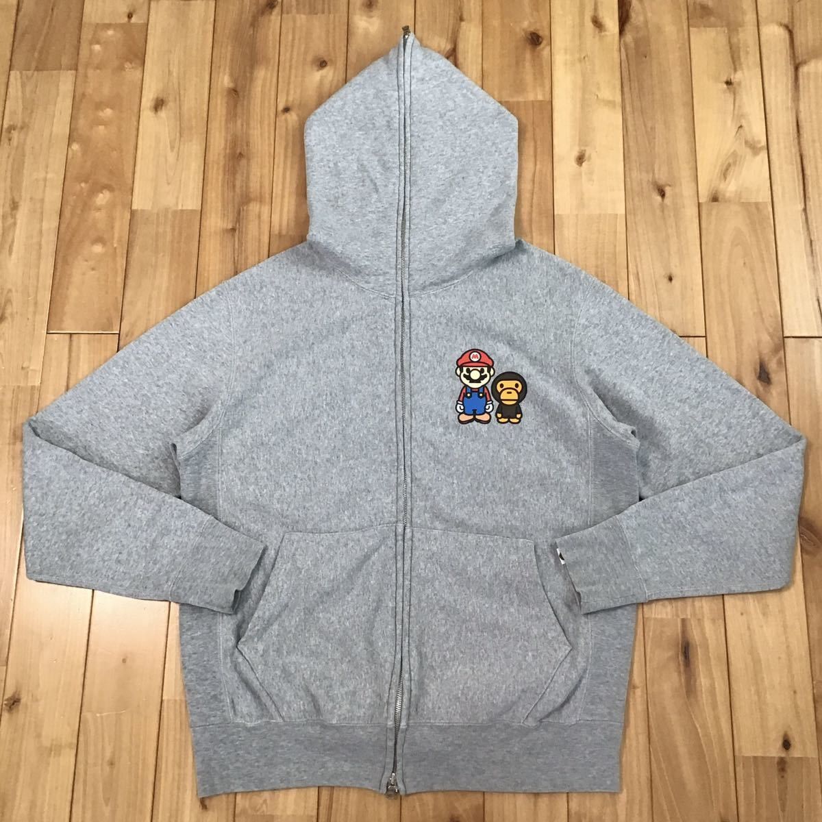 Bape × Nintendo BAPE × Nintendo Mario Milo Full Zip Hoodie Gray | Grailed