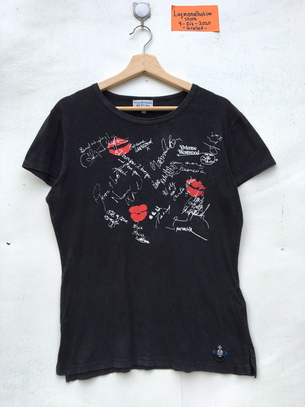 image of Vintage x Vivienne Westwood VTG Vivienne Westwood University Of Peace London Tee in Black (Size Sma