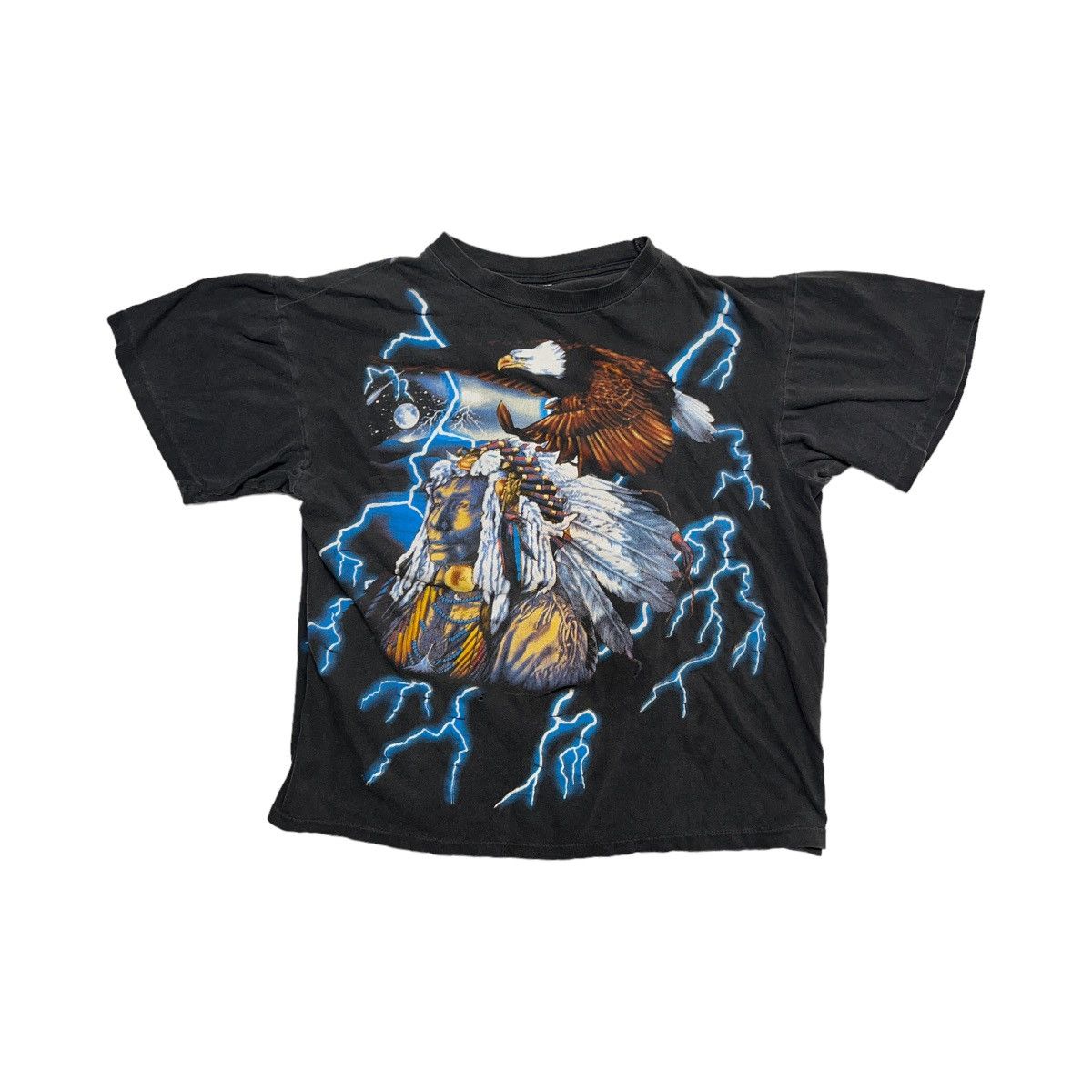 Vintage 90s American Thunder Native American & Eagle Tee Size US L / EU 52-54 / 3 - 1 Thumbnail