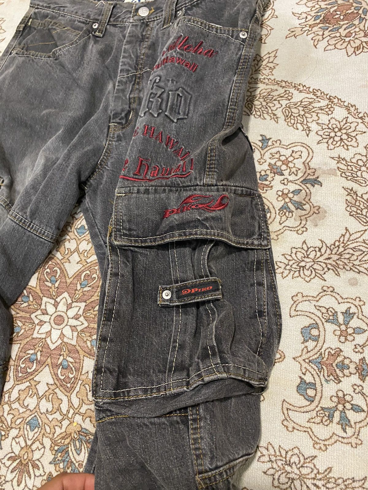 Japanese Brand Vintage Piko Baggy Cargo Jeans Size US 33 - 5 Thumbnail