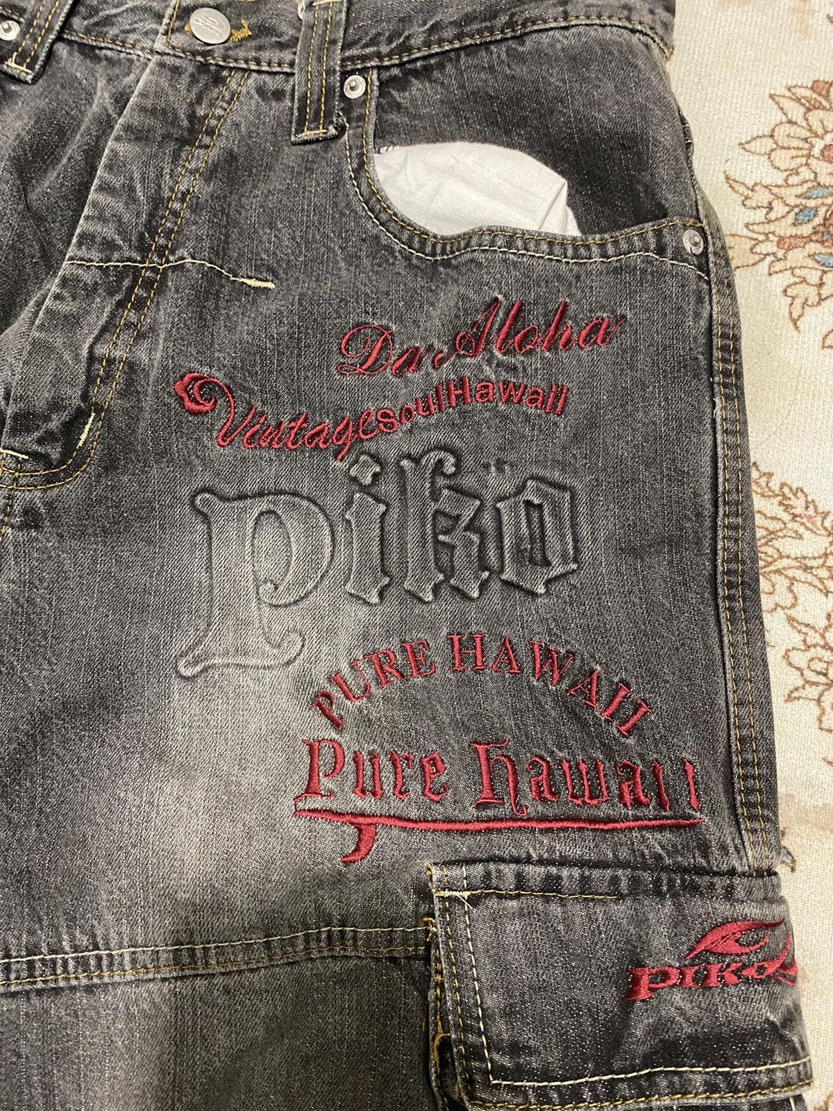 Japanese Brand Vintage Piko Baggy Cargo Jeans Size US 33 - 4 Thumbnail