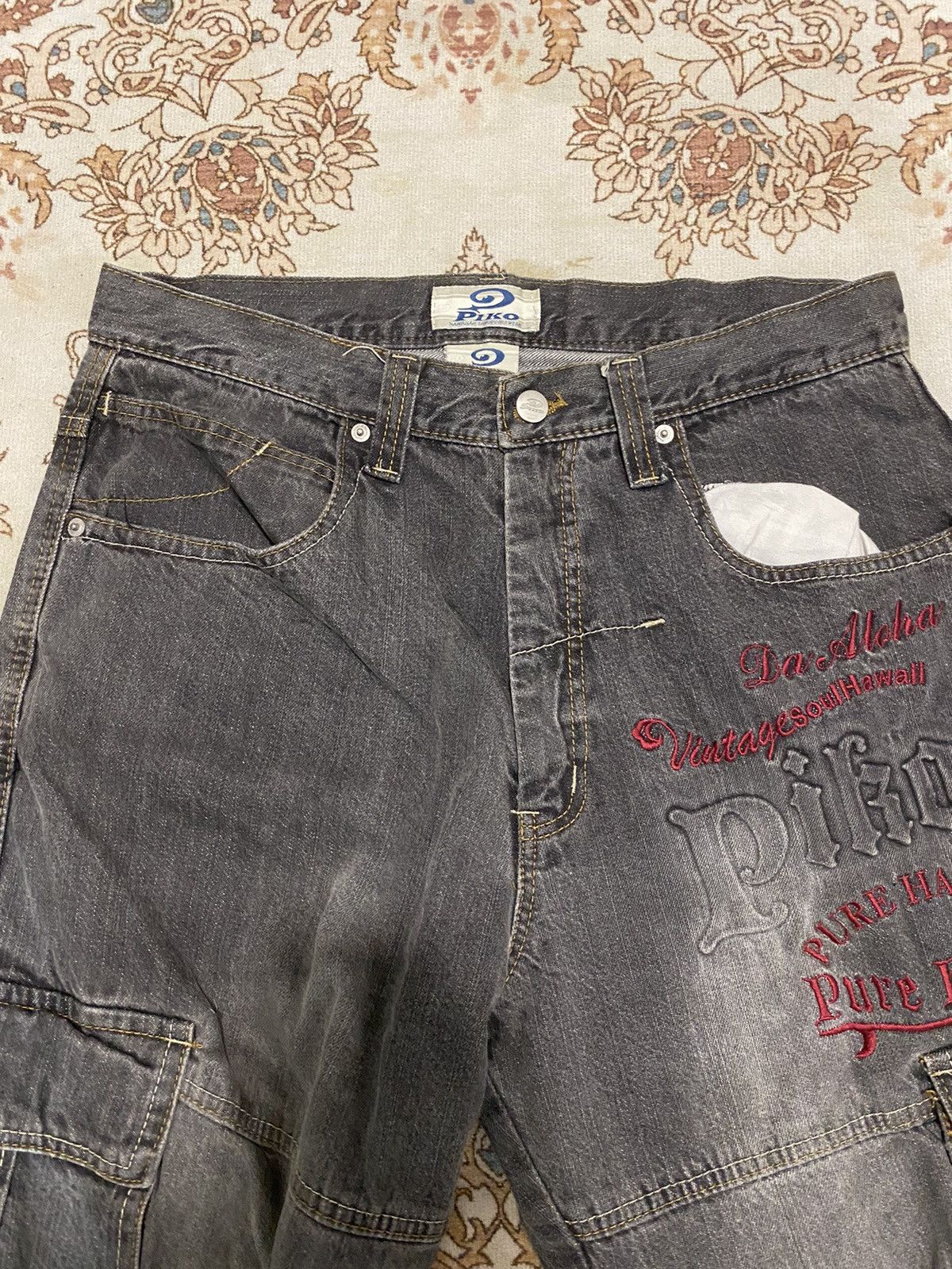 Japanese Brand Vintage Piko Baggy Cargo Jeans Size US 33 - 6 Thumbnail