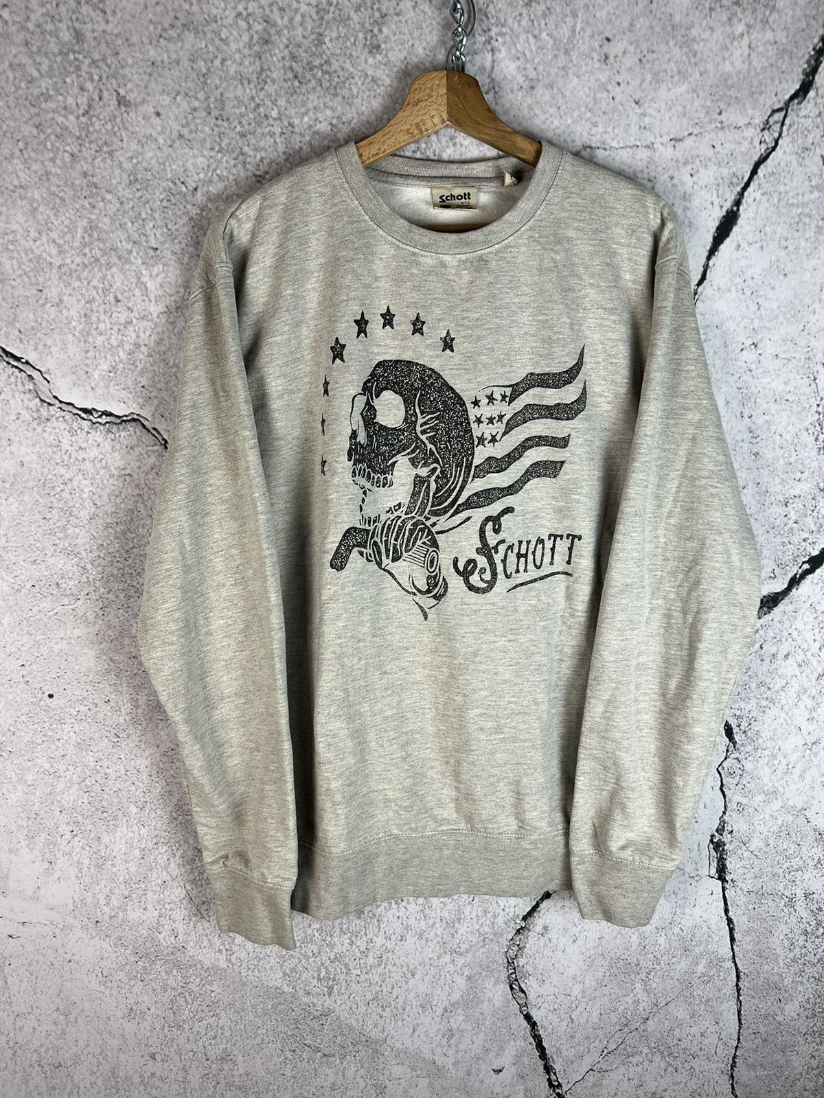 Schott Vintage Schott moto racing sweatshirt skull Size US XL / EU 56 / 4 - 1 Thumbnail