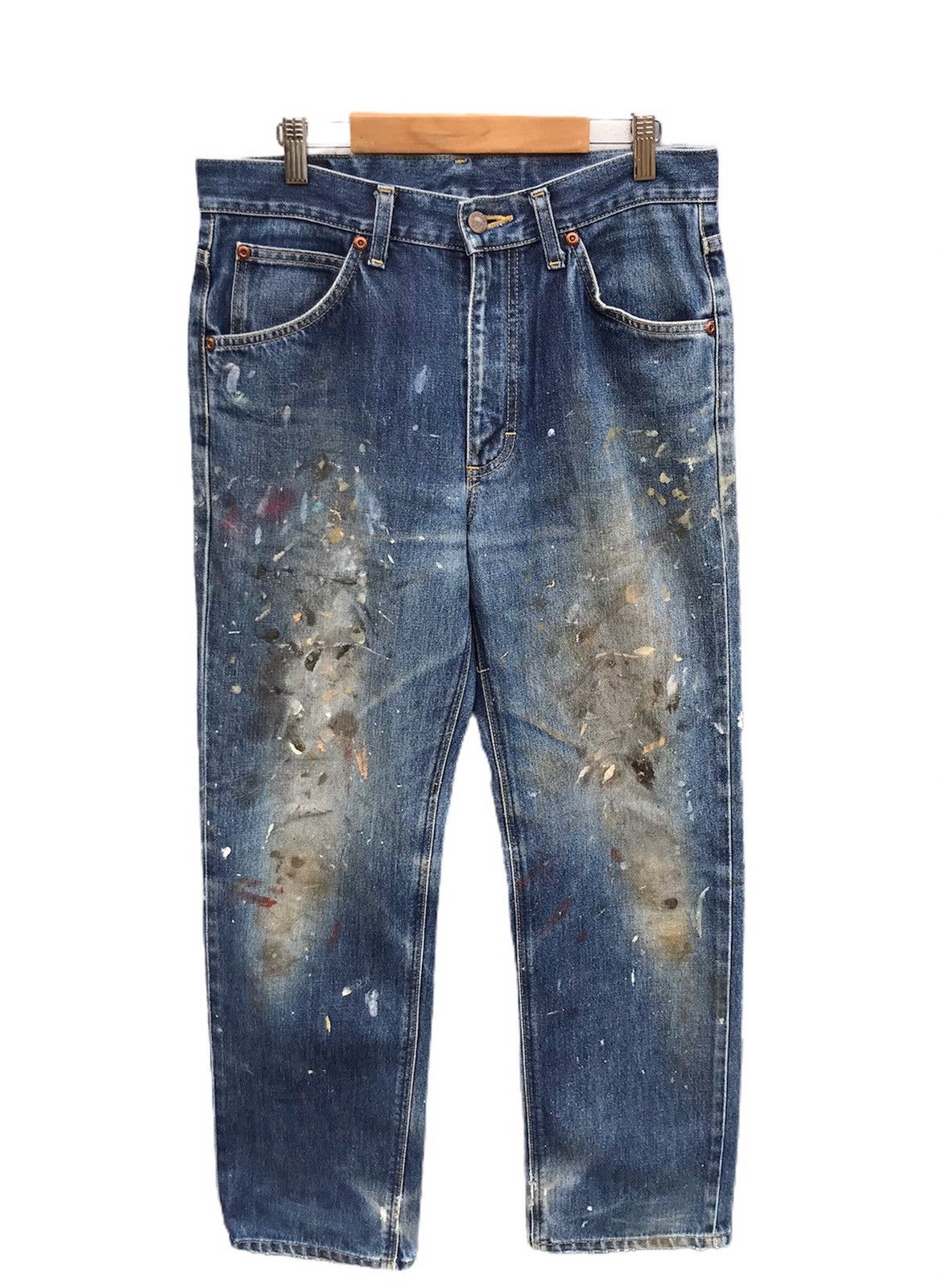 Lee 30x29 Vintage Lee riders art paint blue denim jeans Size US 30 / EU 46 - 1 Thumbnail