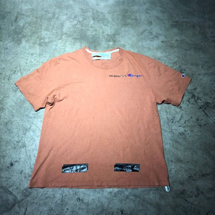 Off White Off White X Champion Double Arrows Distressed tee Grailed