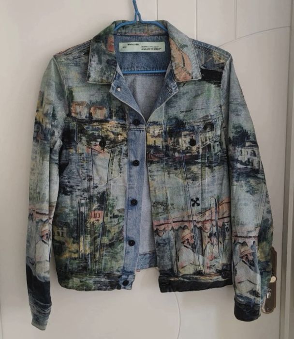 Off white oil hot sale painting denim jacket