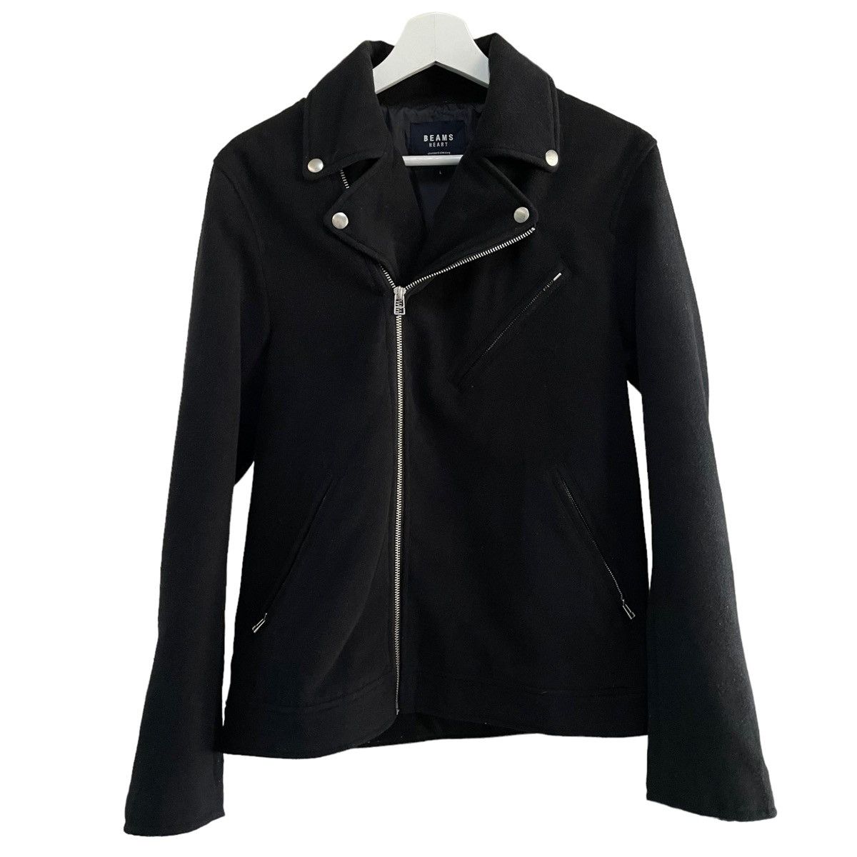 💥BEAMS ZIPPER JACKET DOUBLE COLLAR BIKER STYLE