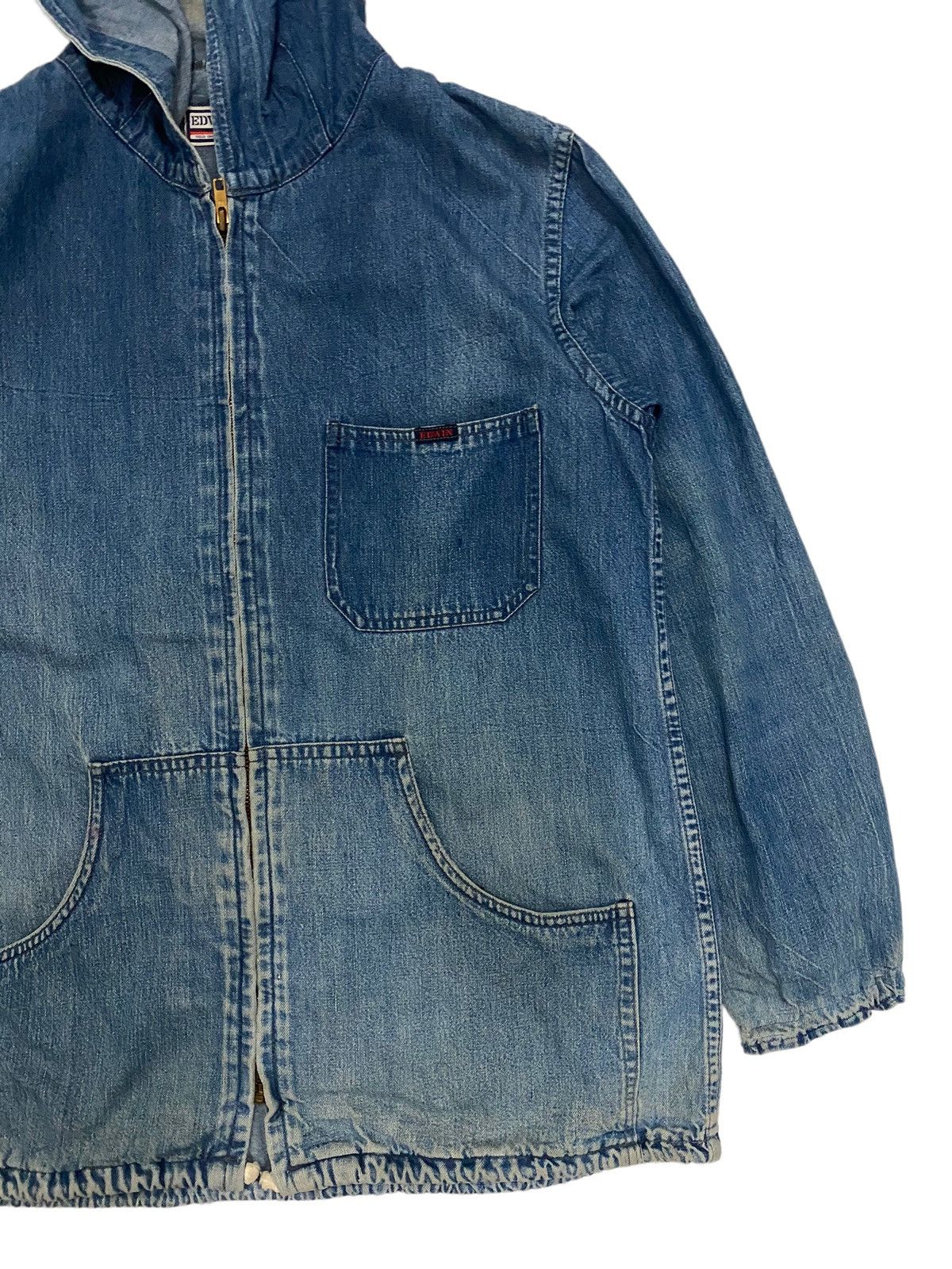 Edwin × Vintage Vintage 90s Edwin Workwear Hoodie Jacket Size US M / EU 48-50 / 2 - 3 Thumbnail
