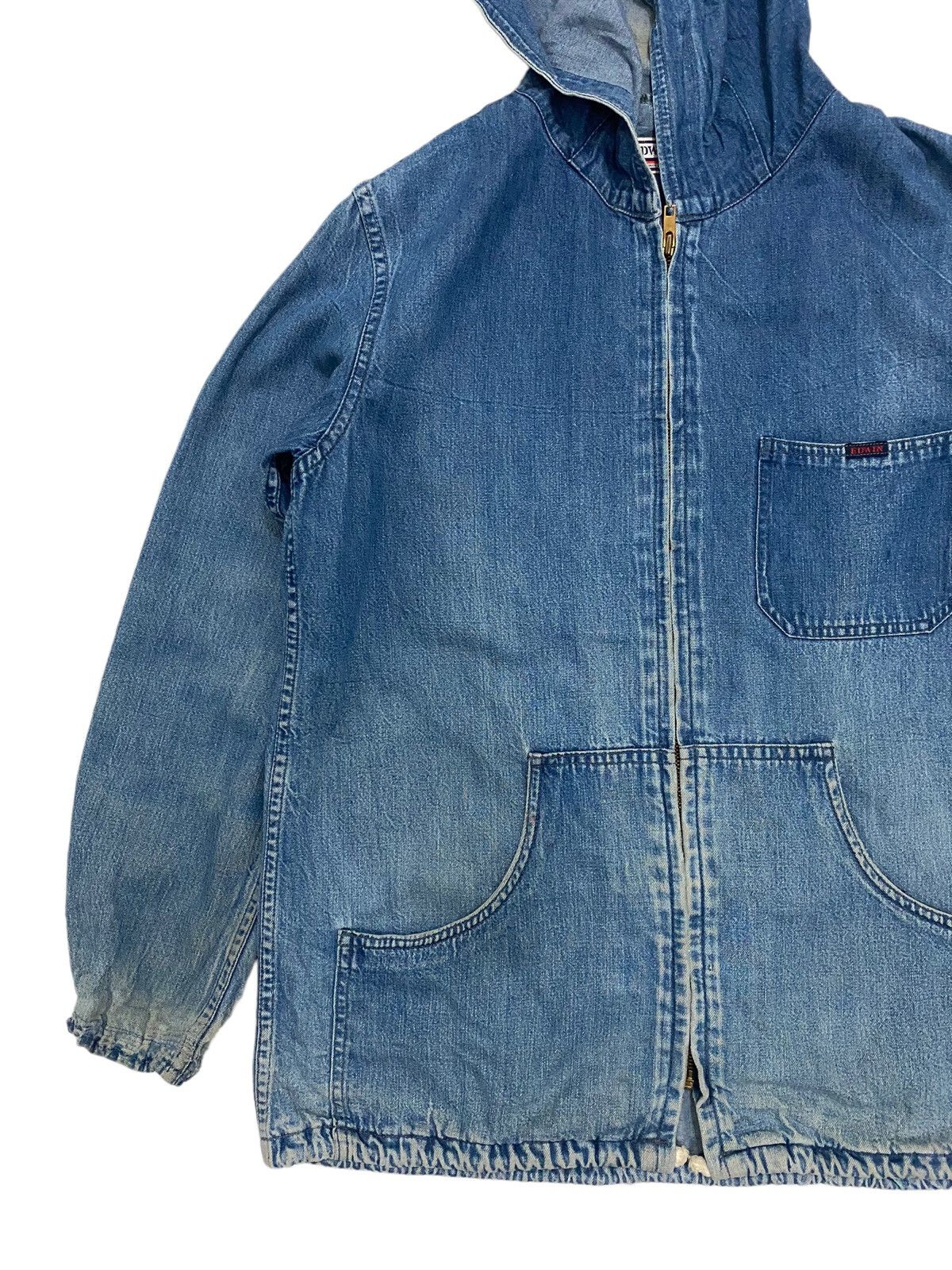 Edwin × Vintage Vintage 90s Edwin Workwear Hoodie Jacket Size US M / EU 48-50 / 2 - 2 Thumbnail
