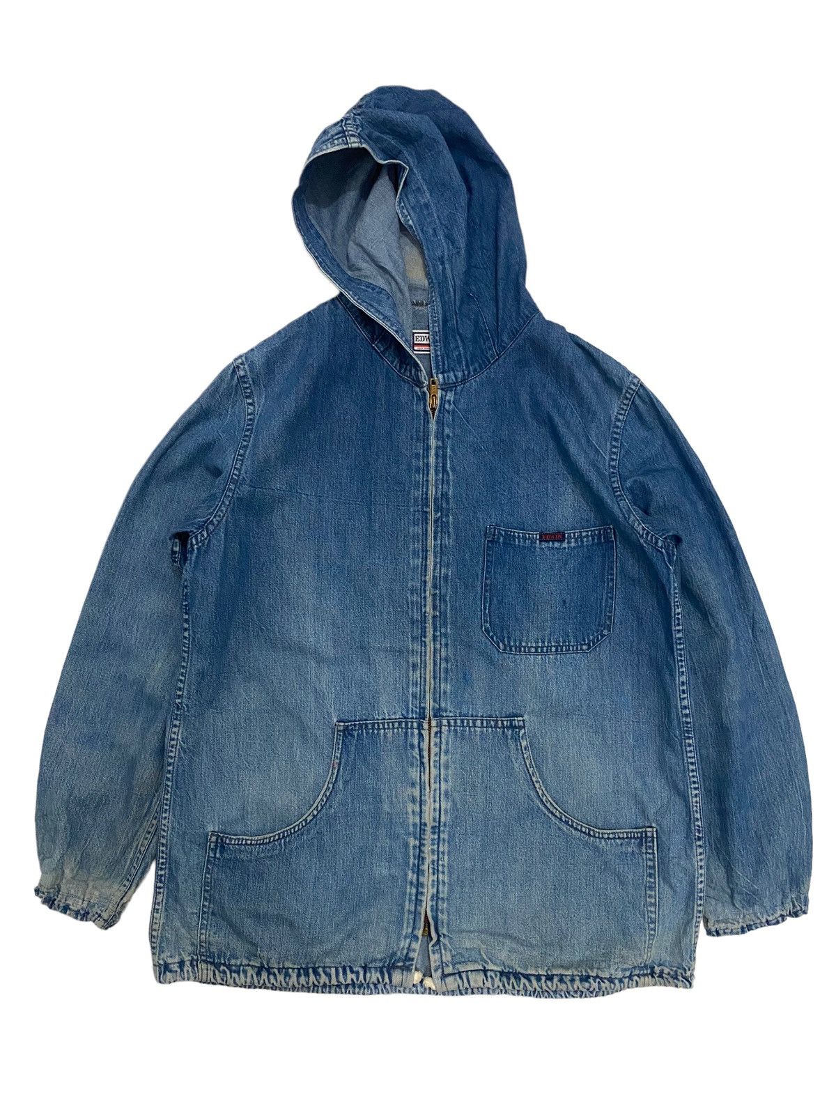Edwin × Vintage Vintage 90s Edwin Workwear Hoodie Jacket Size US M / EU 48-50 / 2 - 1 Thumbnail