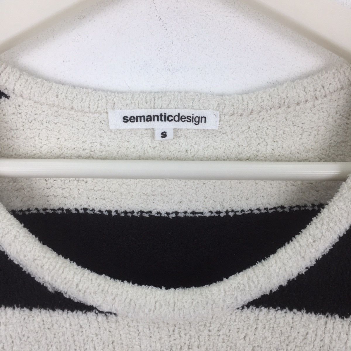 Aran Isles Knitwear × Japanese Brand Semantics design knit wear stripe black white nice design Size US S / EU 44-46 / 1 - 2 Thumbnail