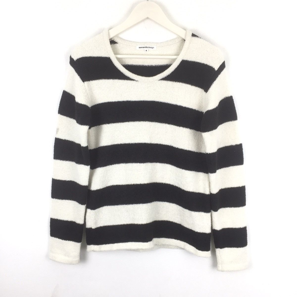 Aran Isles Knitwear × Japanese Brand Semantics design knit wear stripe black white nice design Size US S / EU 44-46 / 1 - 1 Thumbnail