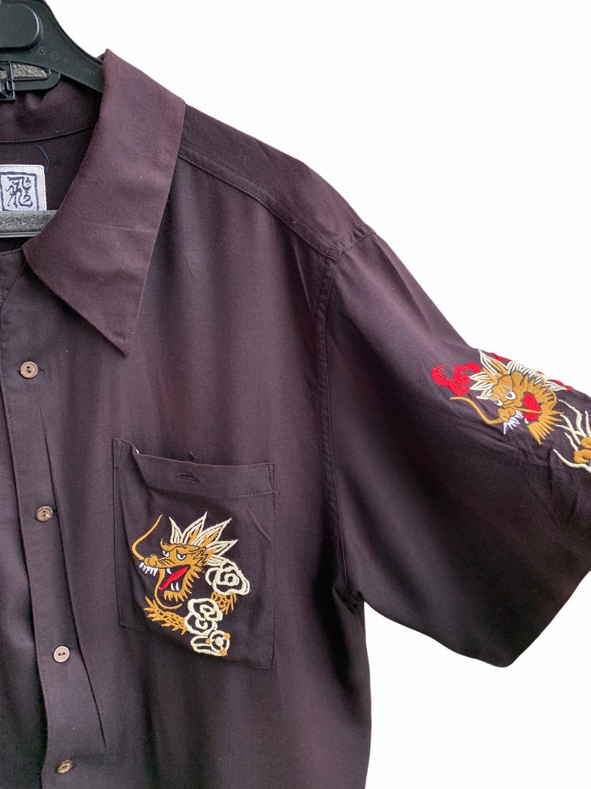 Japanese Brand Vintage Rayon Sukajan Embroidery Dragons Button Hup Shirts Size US L / EU 52-54 / 3 - 12 Thumbnail