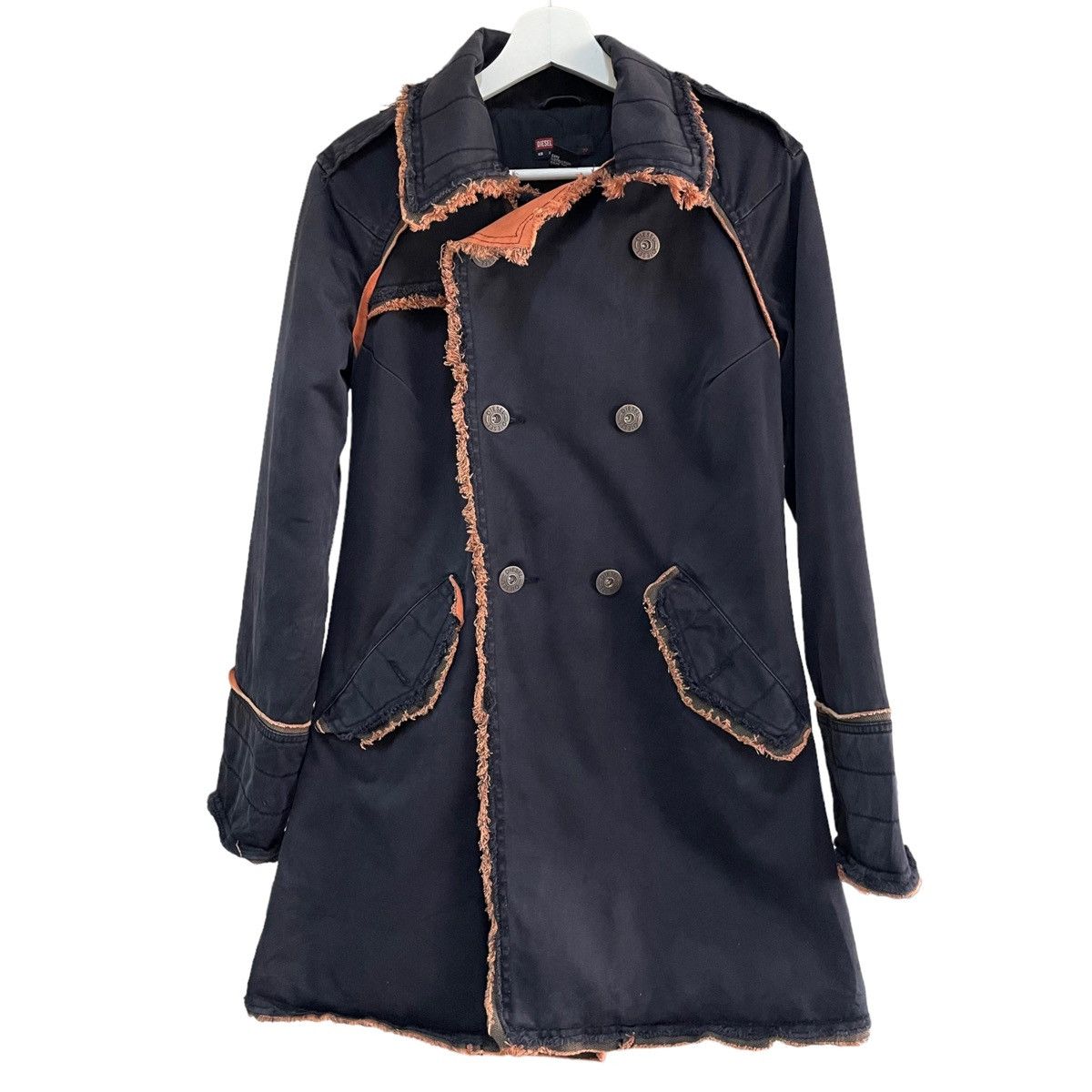 Designer × Diesel 💥 DISTRESSED DESIGN BREASTED PARKA JACKET Size S / US 4 / IT 40 - 1 Thumbnail