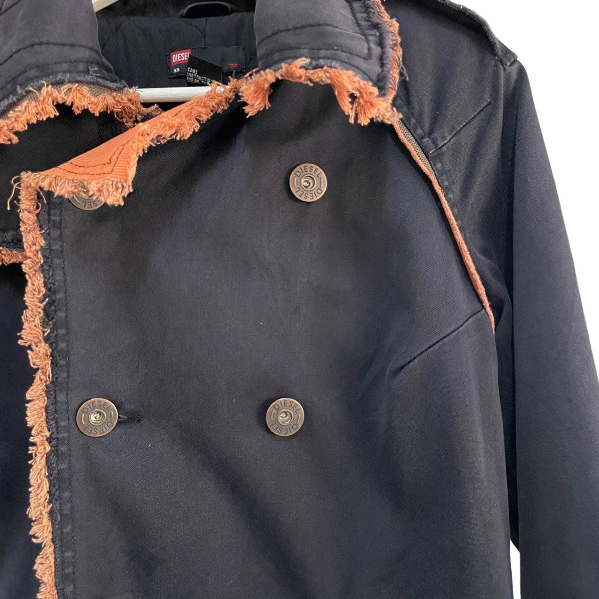 Designer × Diesel 💥 DISTRESSED DESIGN BREASTED PARKA JACKET Size S / US 4 / IT 40 - 3 Thumbnail