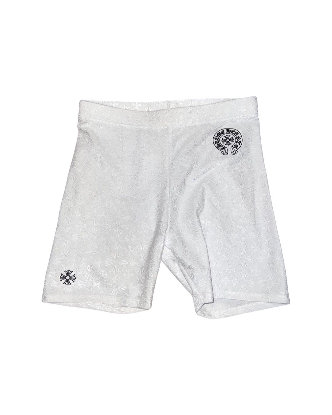 image of Chrome Hearts Plus Cross Pattern Horseshoe Bike Shorts in White, Women's (Size 26)