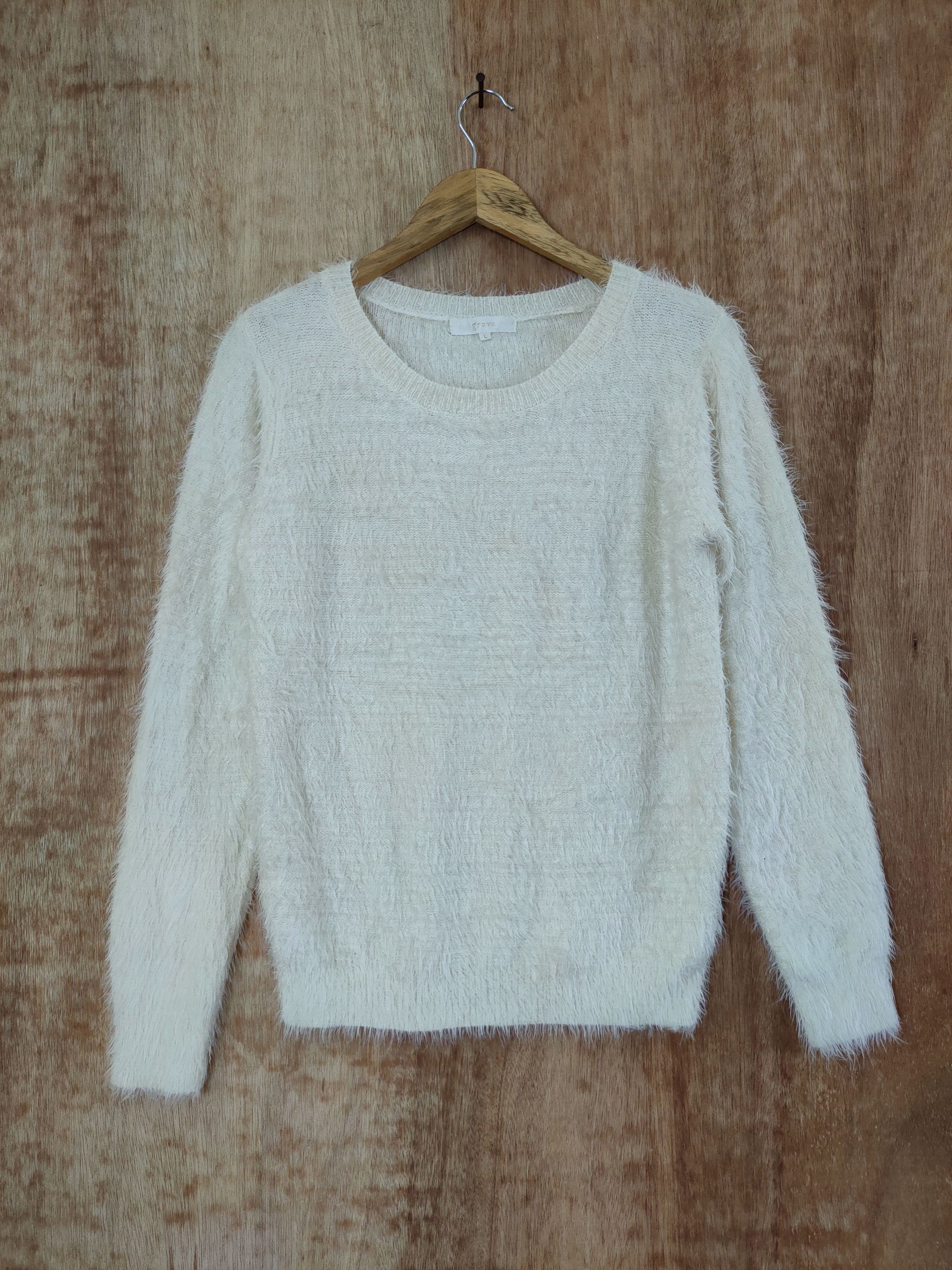 image of Homespun Knitwear Grove Mohair Fur Shaggy Japan Vintage Knitwear 46-517 in White, Women's (Size Med