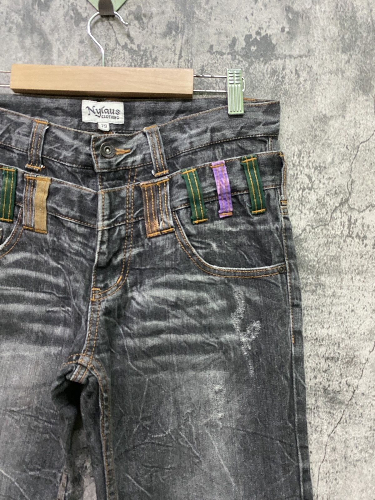 Japanese Brand Vintage NYLAUS CLOTHING Double Waist Acid Wash Denim Size US 30 / EU 46 - 5 Thumbnail