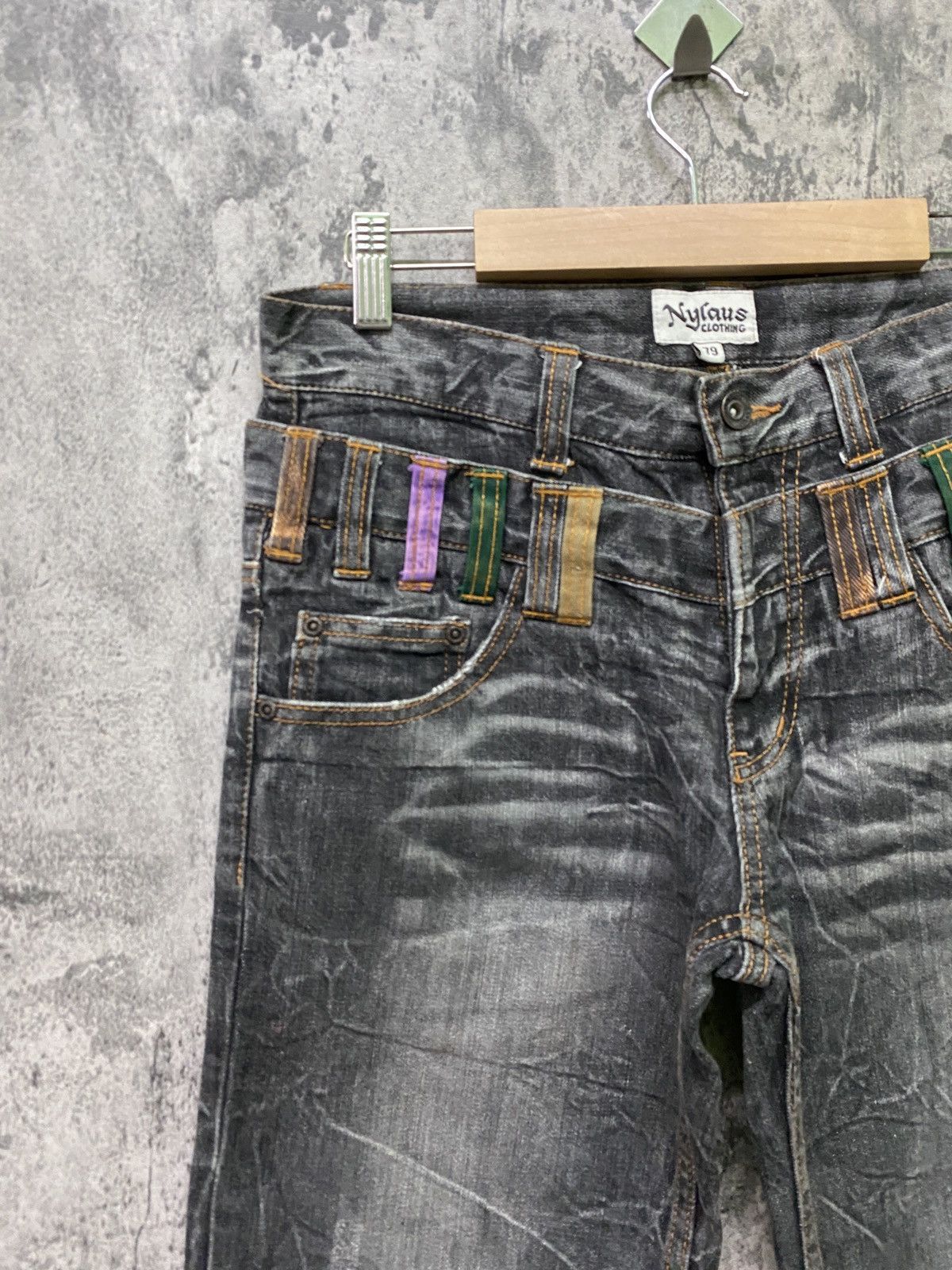 Japanese Brand Vintage NYLAUS CLOTHING Double Waist Acid Wash Denim Size US 30 / EU 46 - 4 Thumbnail