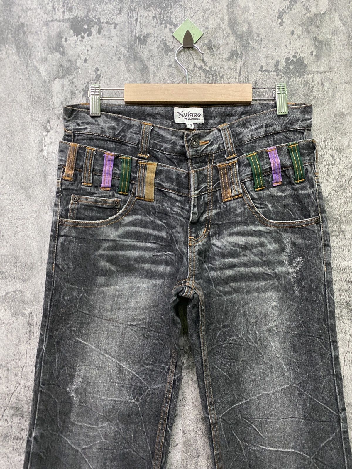 Japanese Brand Vintage NYLAUS CLOTHING Double Waist Acid Wash Denim Size US 30 / EU 46 - 3 Thumbnail