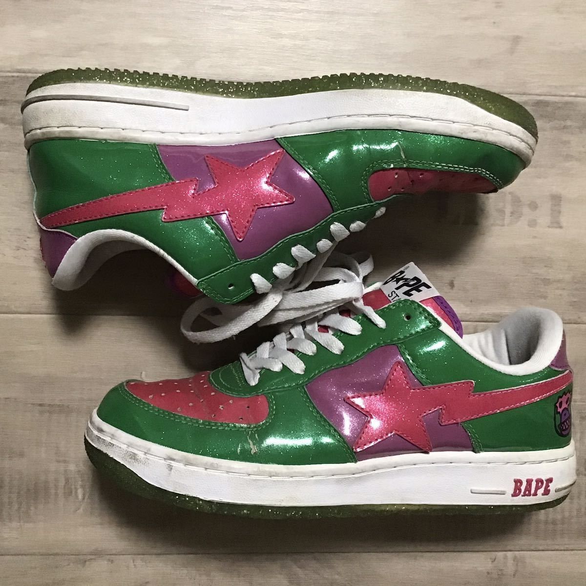 Bape Glitter BAPESTA Sneakers a bathing ape BAPE STA shoes NIGO Size US 9 / EU 42 - 4 Thumbnail