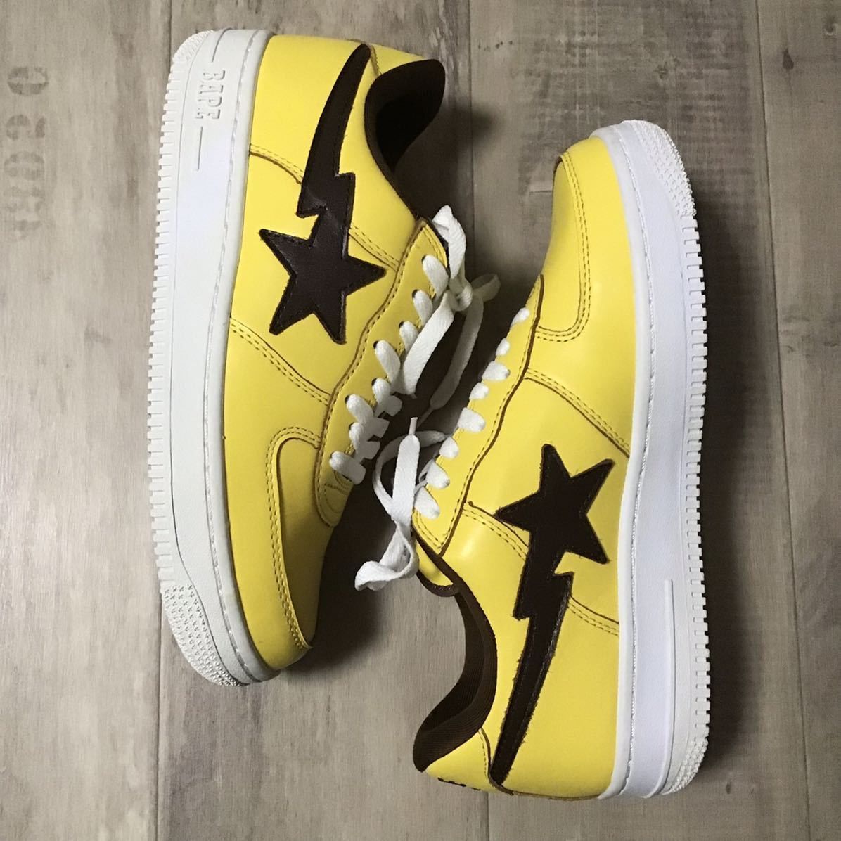 Bape Leather BAPESTA sneakers yellow × brown BAPE STA APE shoes Size US 9 / EU 42 - 3 Thumbnail
