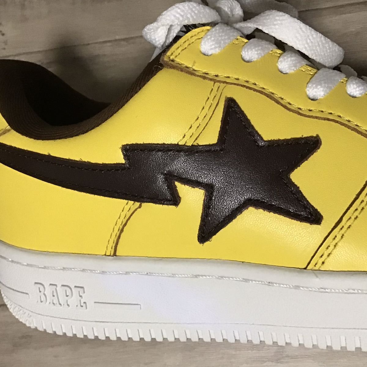 Bape Leather BAPESTA sneakers yellow × brown BAPE STA APE shoes Size US 9 / EU 42 - 6 Thumbnail