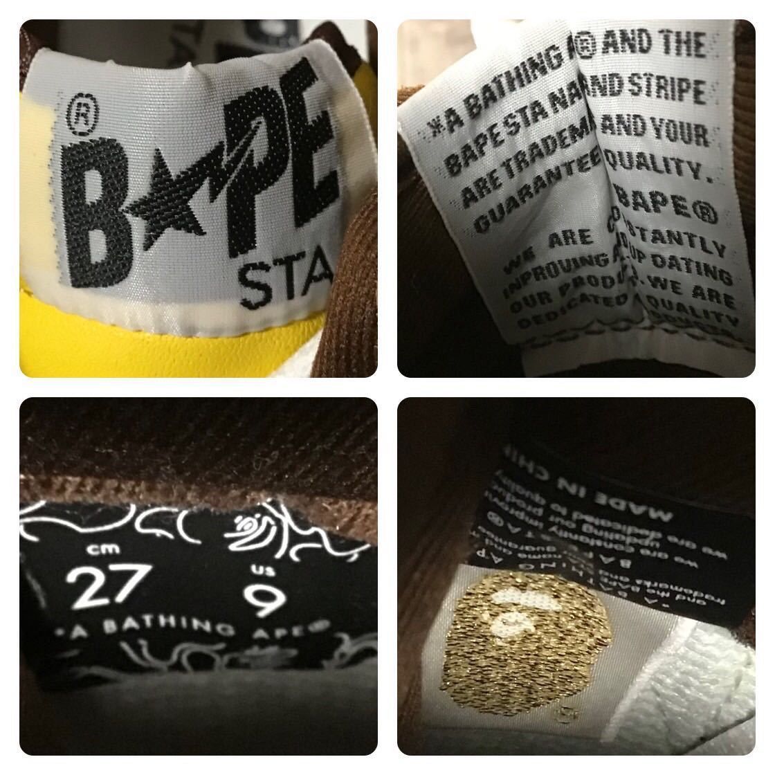 Bape Leather BAPESTA sneakers yellow × brown BAPE STA APE shoes Size US 9 / EU 42 - 10 Thumbnail