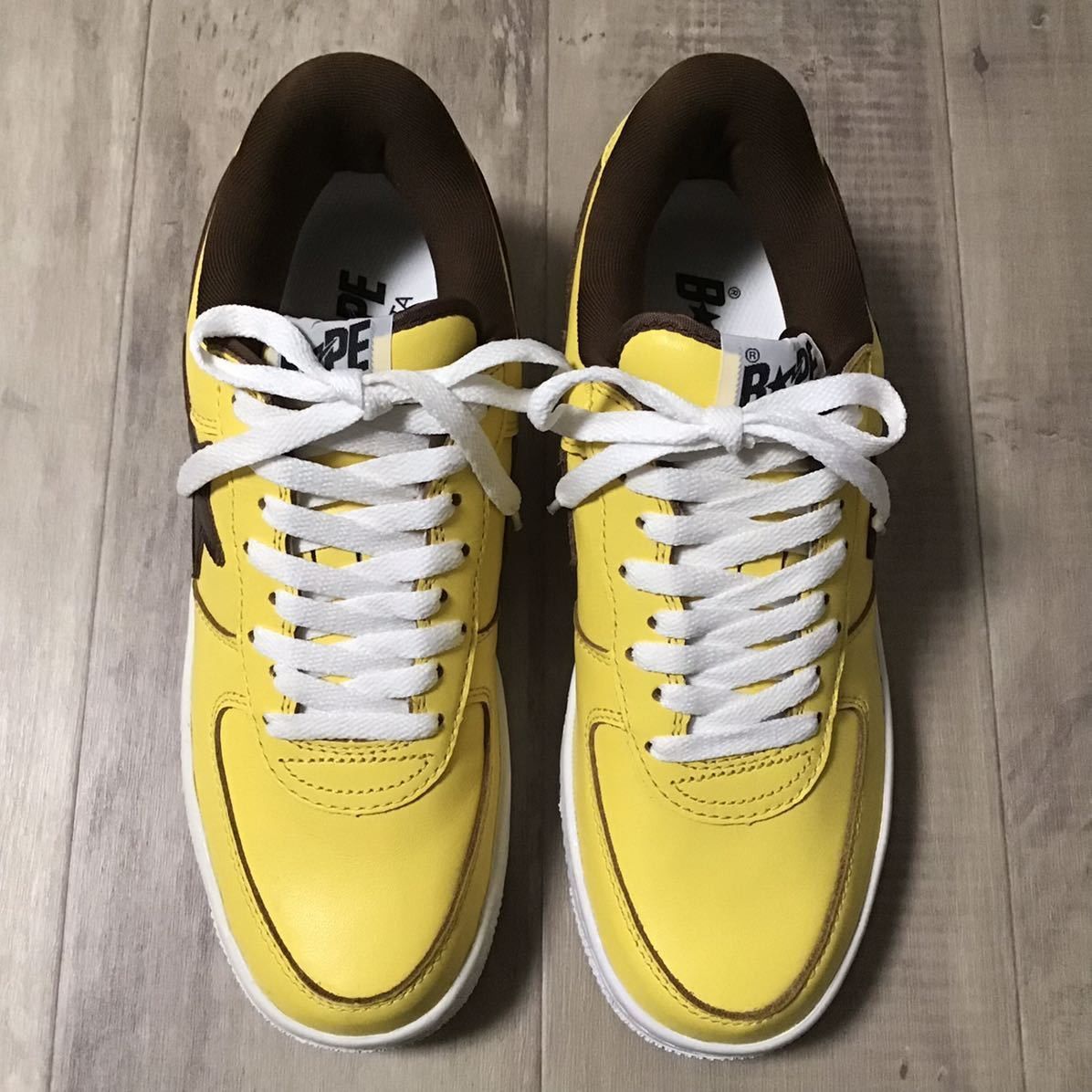 Bape Leather BAPESTA sneakers yellow × brown BAPE STA APE shoes Size US 9 / EU 42 - 4 Thumbnail