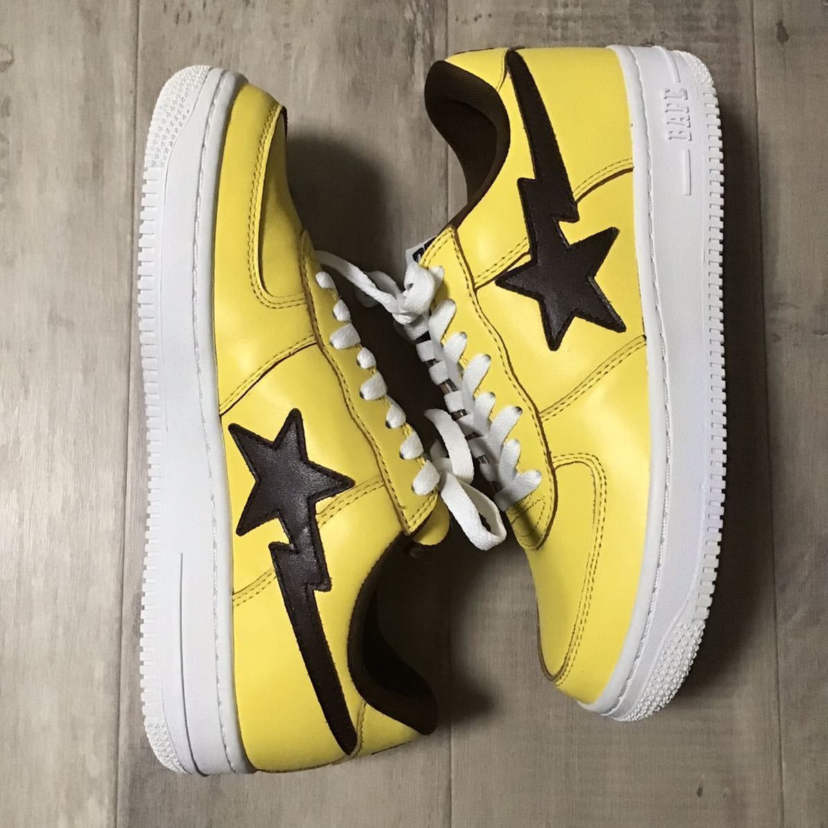 Bape Leather BAPESTA sneakers yellow × brown BAPE STA APE shoes Size US 9 / EU 42 - 2 Thumbnail