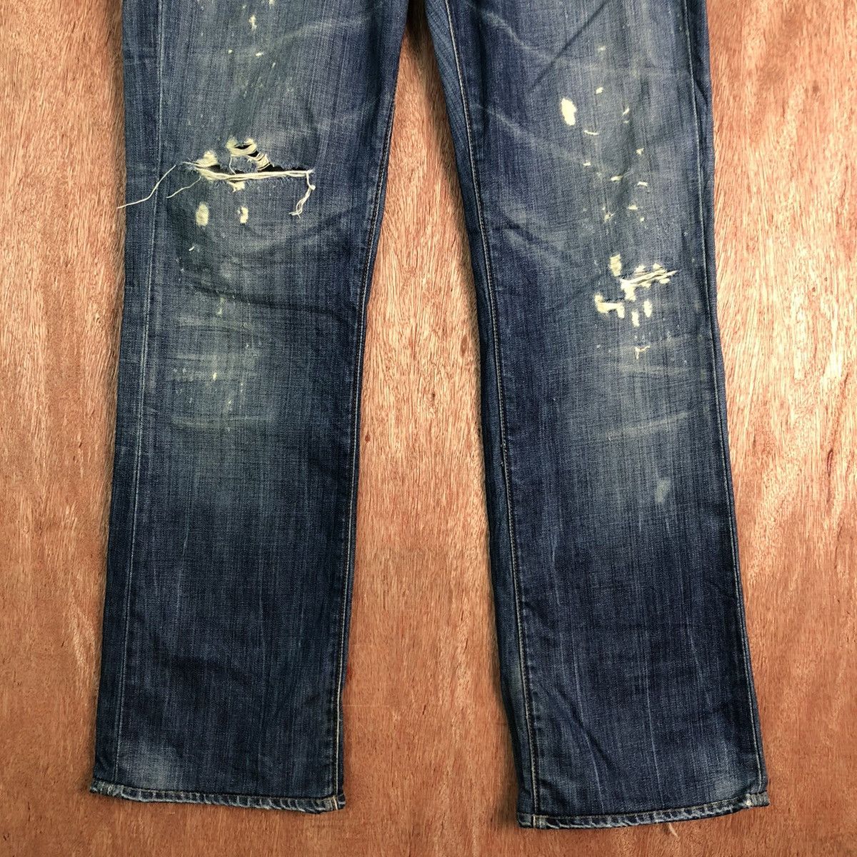 Jimmy Taverniti Jimmt Taverniti Blue Denim patchwork distressed Jeans #c135 Size US 31 - 2 Thumbnail