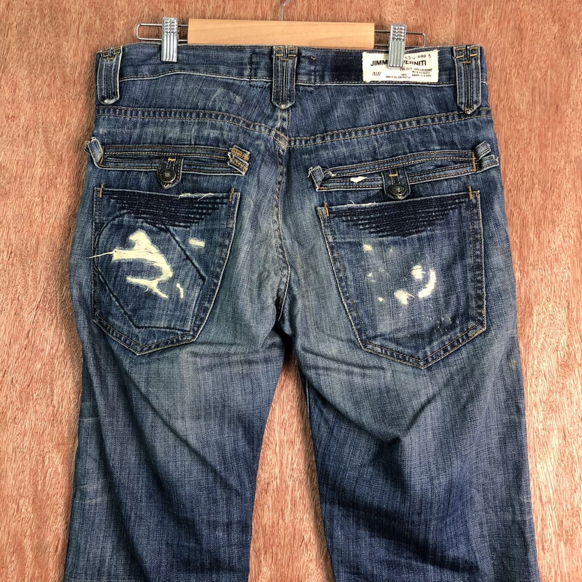 Jimmy Taverniti Jimmt Taverniti Blue Denim patchwork distressed Jeans #c135 Size US 31 - 9 Thumbnail