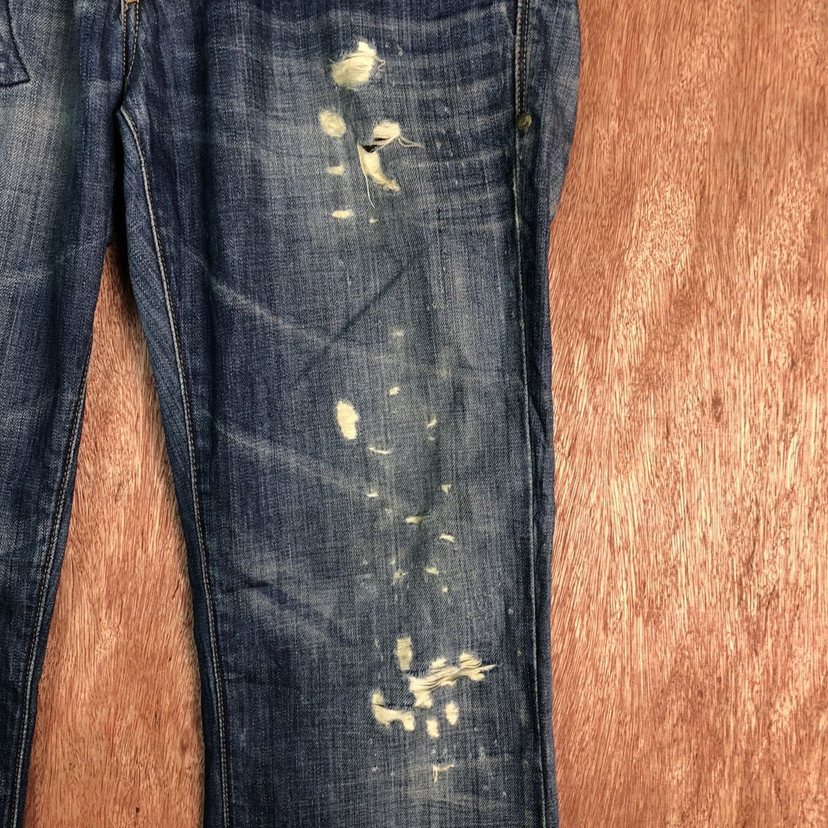 Jimmy Taverniti Jimmt Taverniti Blue Denim patchwork distressed Jeans #c135 Size US 31 - 5 Thumbnail