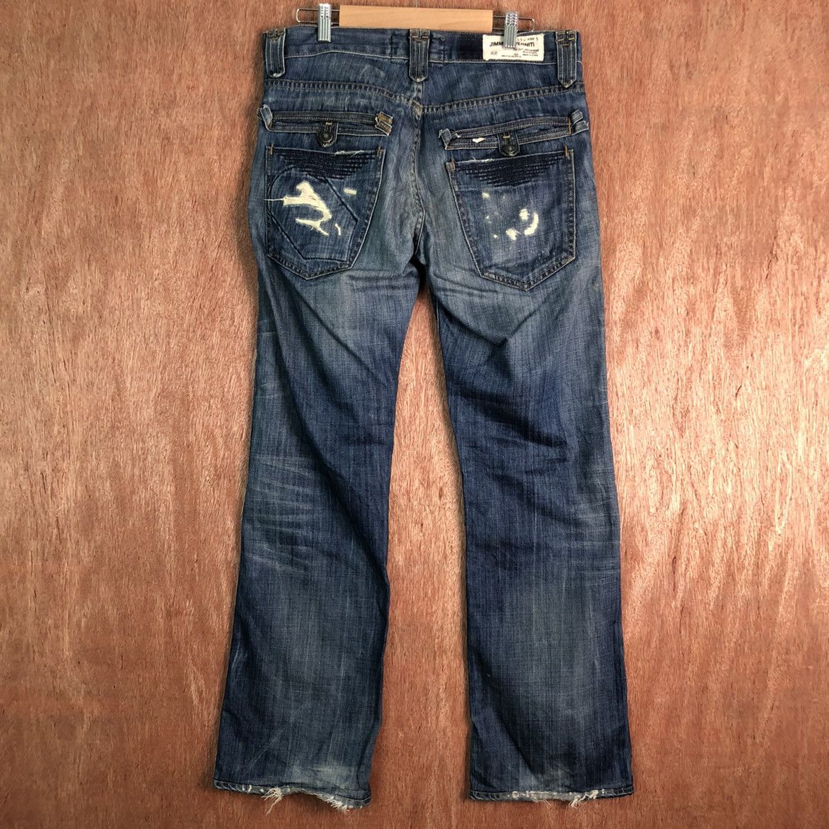 Jimmy Taverniti Jimmt Taverniti Blue Denim patchwork distressed Jeans #c135 Size US 31 - 8 Thumbnail