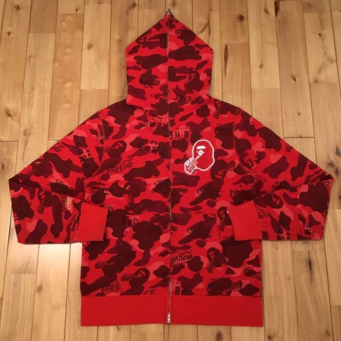 Bape BAPE × Coca Cola ape head Red camo Full zip hoodie | Grailed