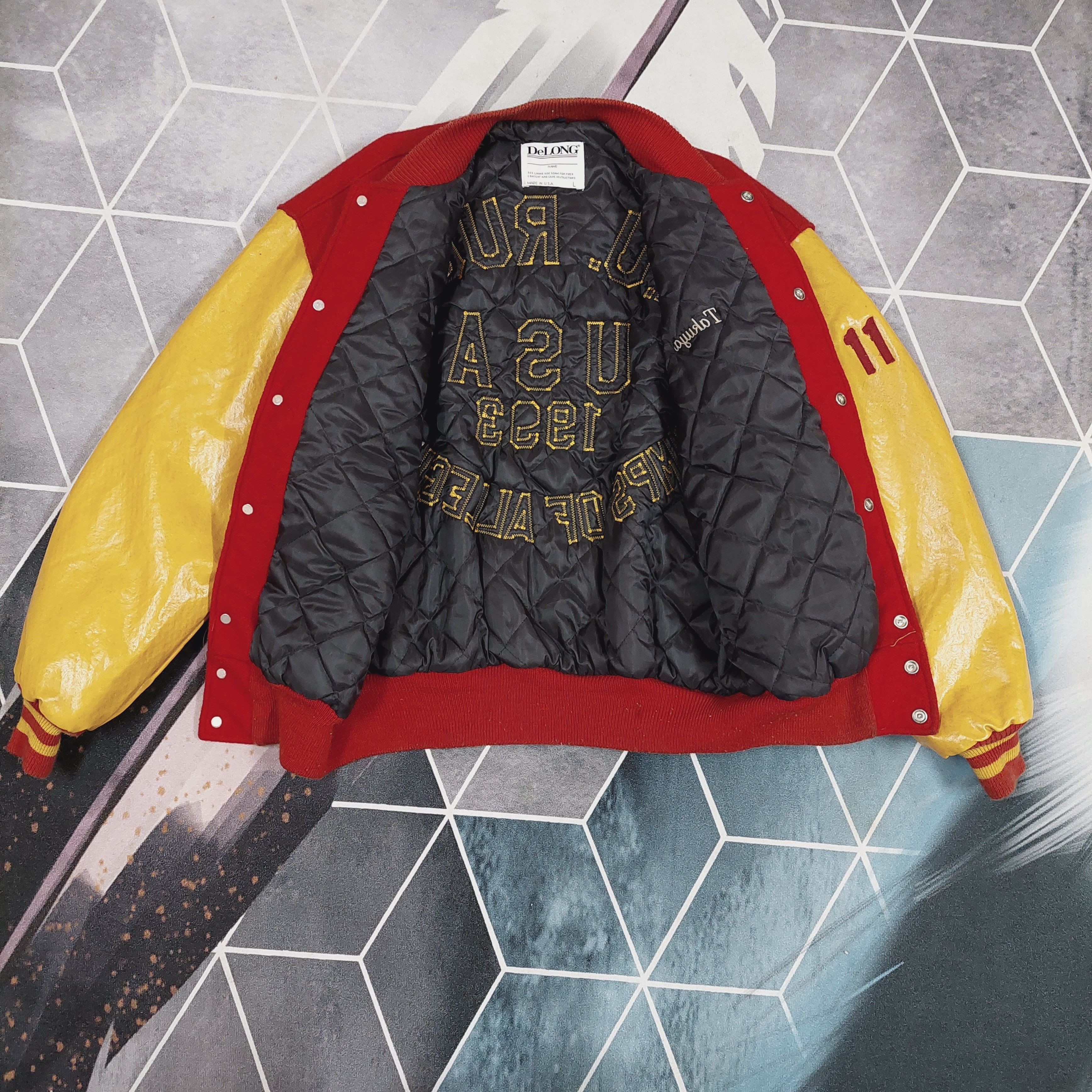 Delong Vintage S.T.U Rugby Varsity Jacket Size US L / EU 52-54 / 3 - 4 Thumbnail