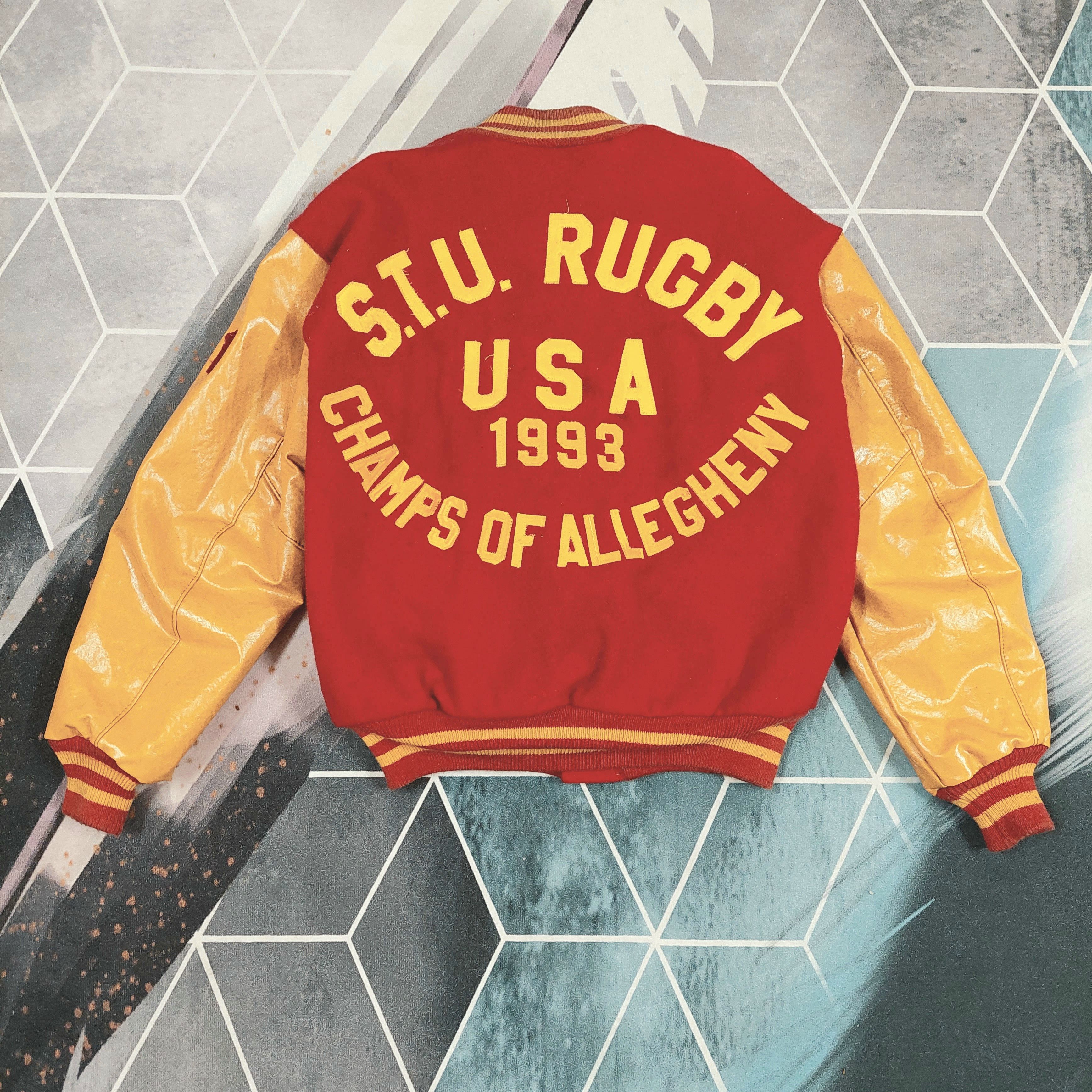 Delong Vintage S.T.U Rugby Varsity Jacket Size US L / EU 52-54 / 3 - 8 Thumbnail