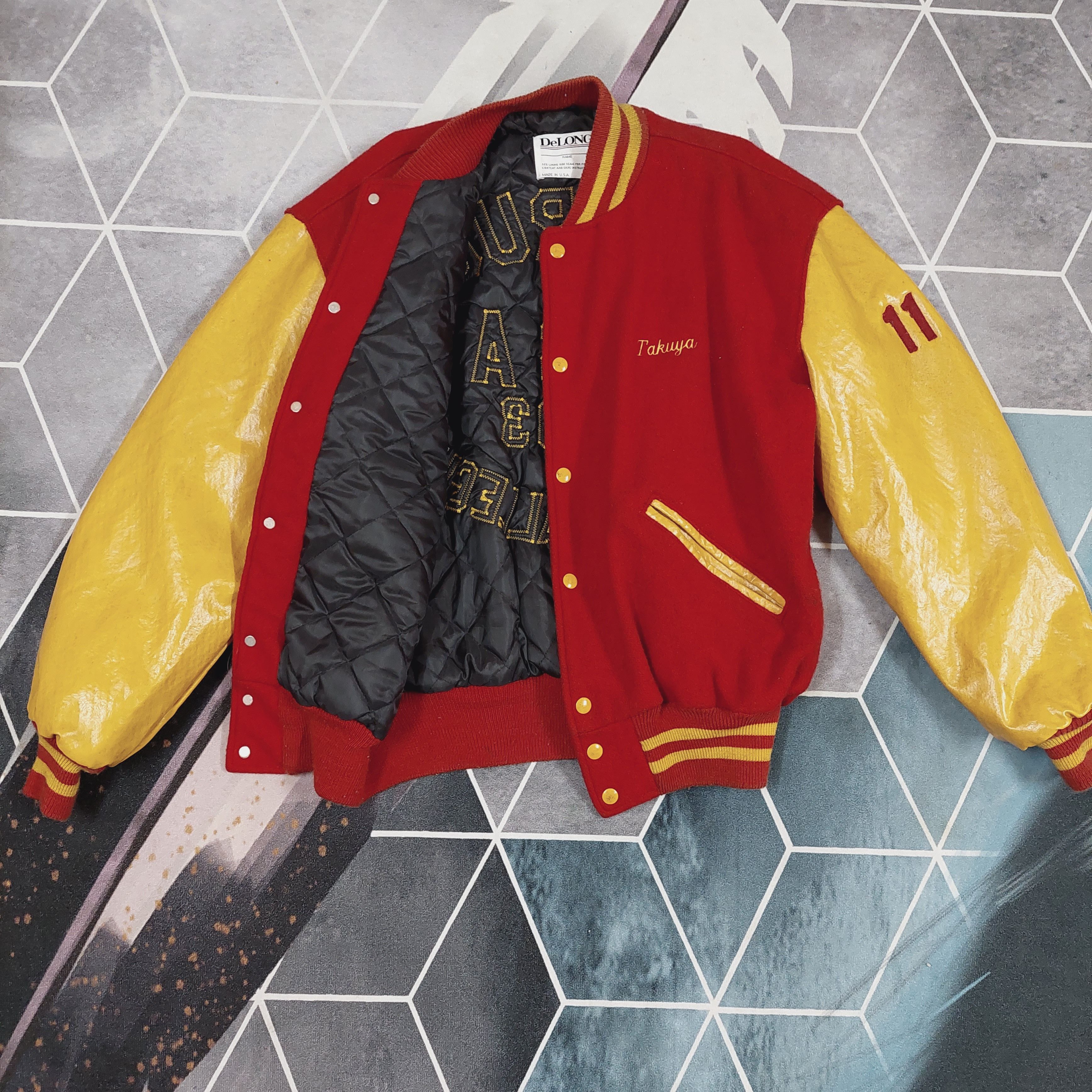 Delong Vintage S.T.U Rugby Varsity Jacket Size US L / EU 52-54 / 3 - 3 Thumbnail