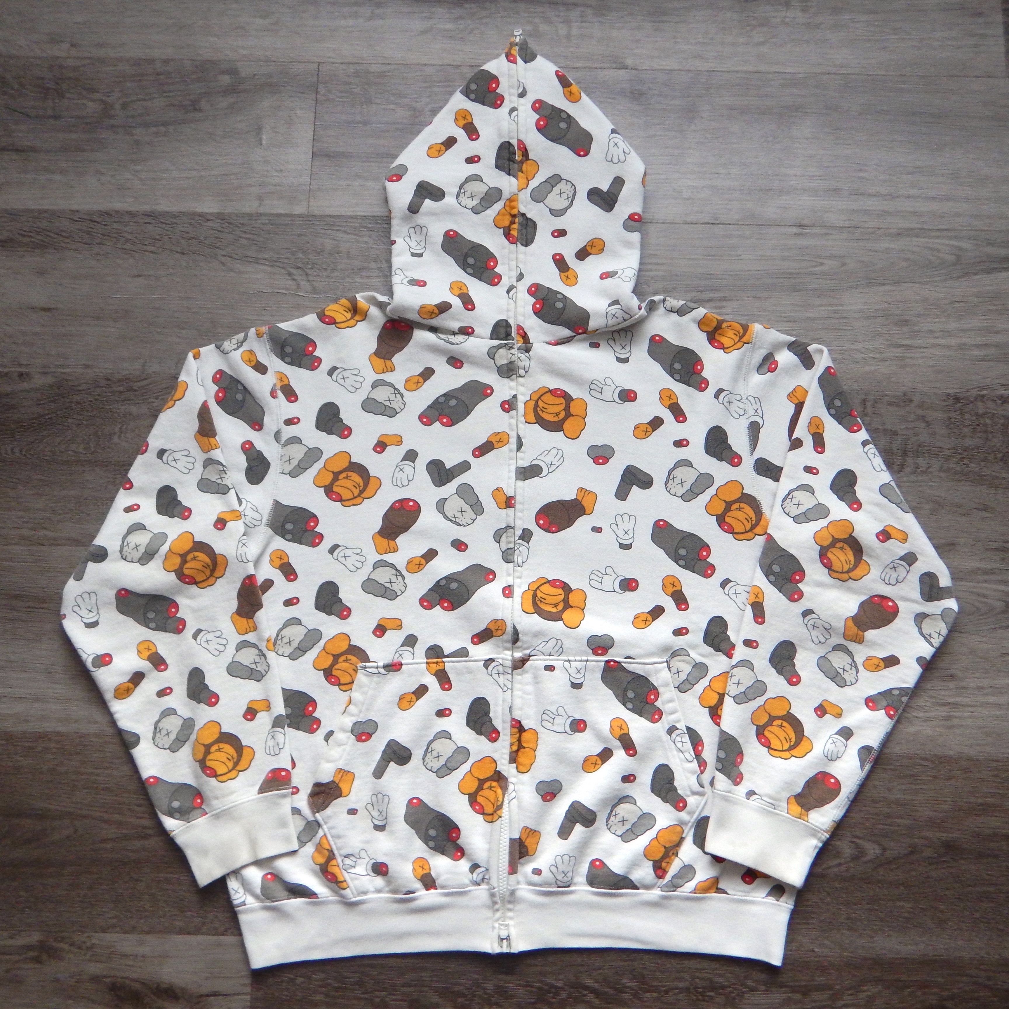 image of 2005 Bape x Kaws White Dissected Milo Hoodie, Men's (Size Medium)