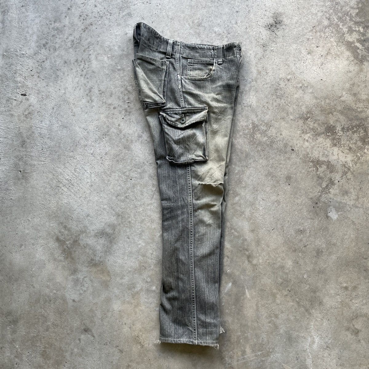 Japanese Brand × Jean × Vintage W29x29💥 Vintage John Bull Distressed Faded Cargo Denim Pants Size US 29 - 2 Thumbnail