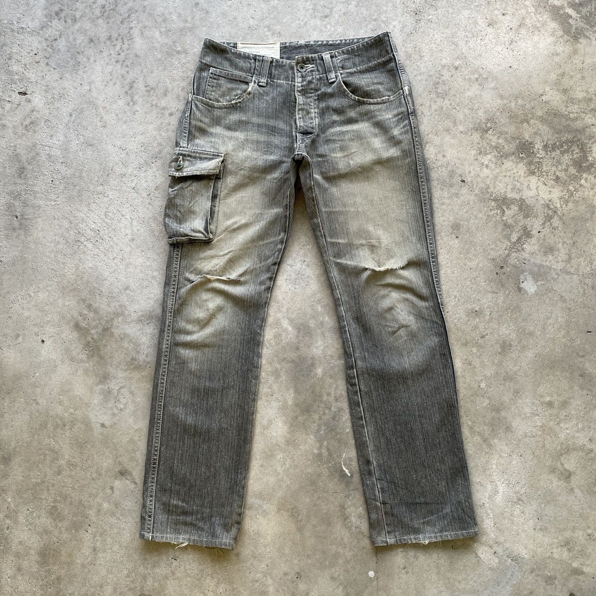 Japanese Brand × Jean × Vintage W29x29💥 Vintage John Bull Distressed Faded Cargo Denim Pants Size US 29 - 1 Thumbnail