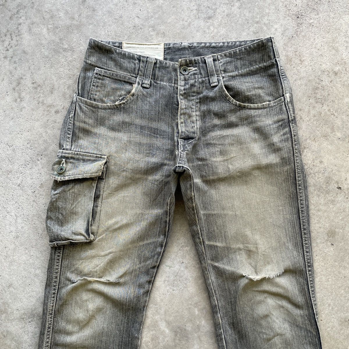 Japanese Brand × Jean × Vintage W29x29💥 Vintage John Bull Distressed Faded Cargo Denim Pants Size US 29 - 3 Thumbnail