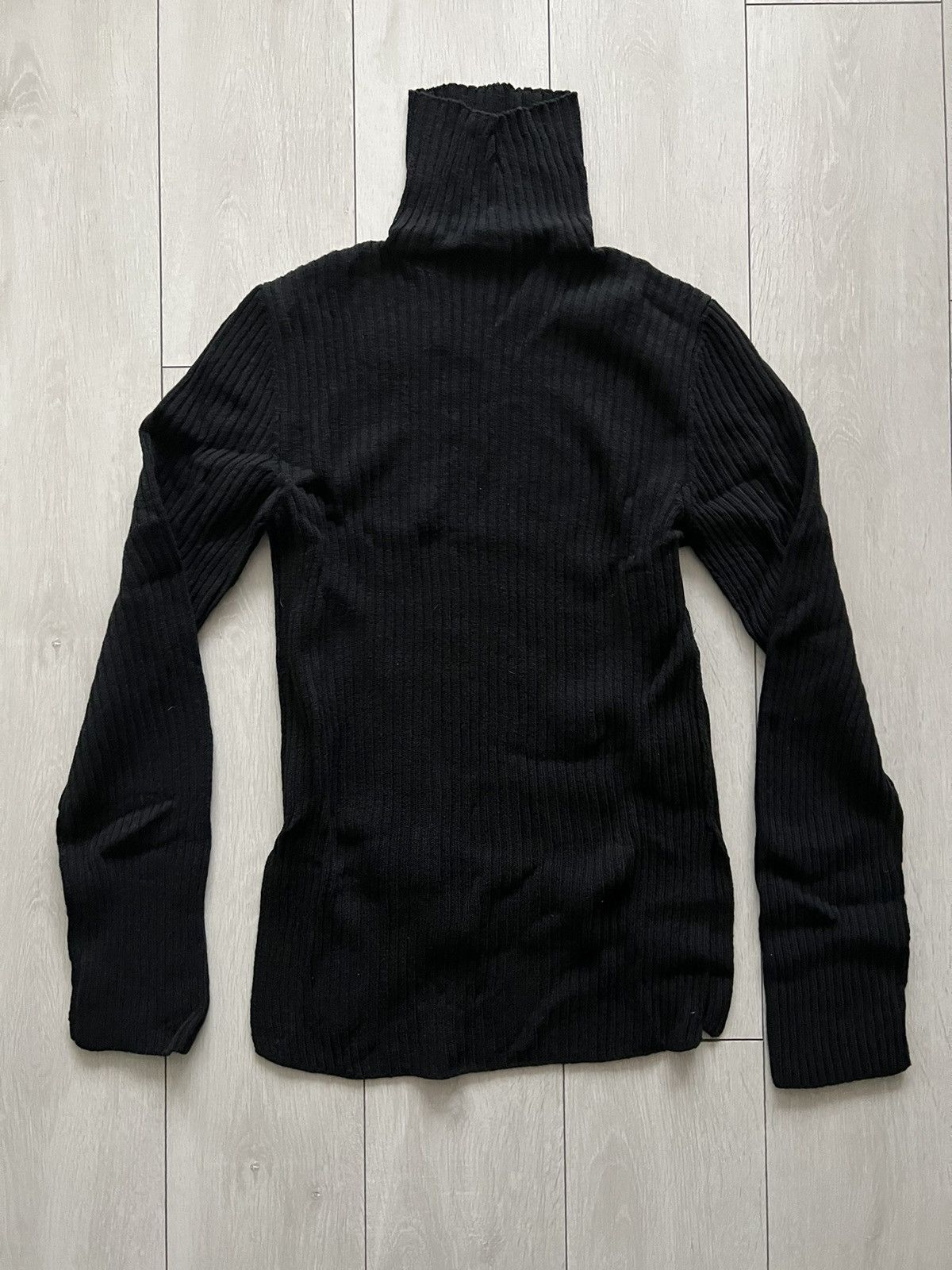 image of Ann Demeulemeester Black Rib Knit Turtleneck, Men's (Size Small)