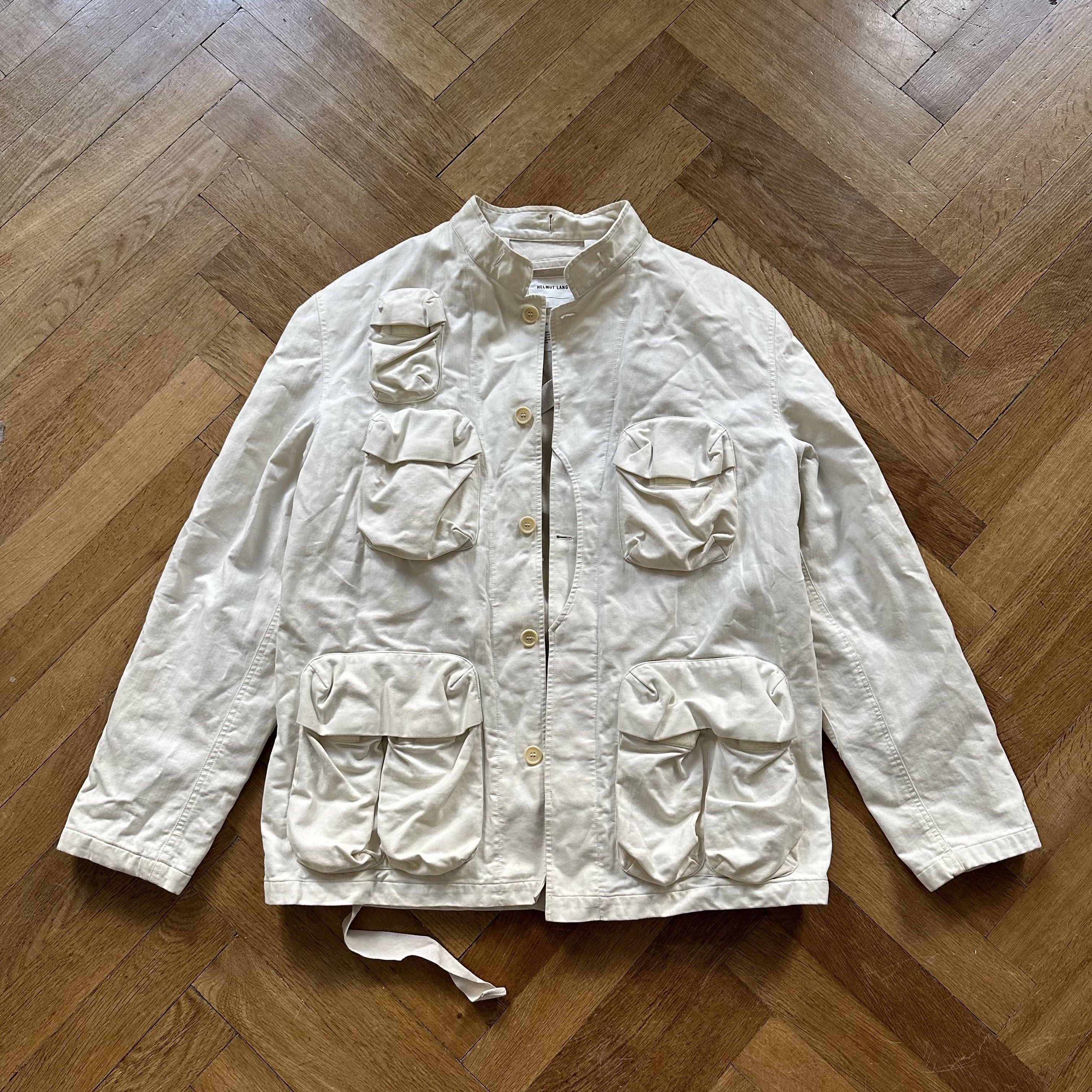 image of Helmut Lang Ss00 White Cargo Bondage Jacket, Men's (Size Medium)