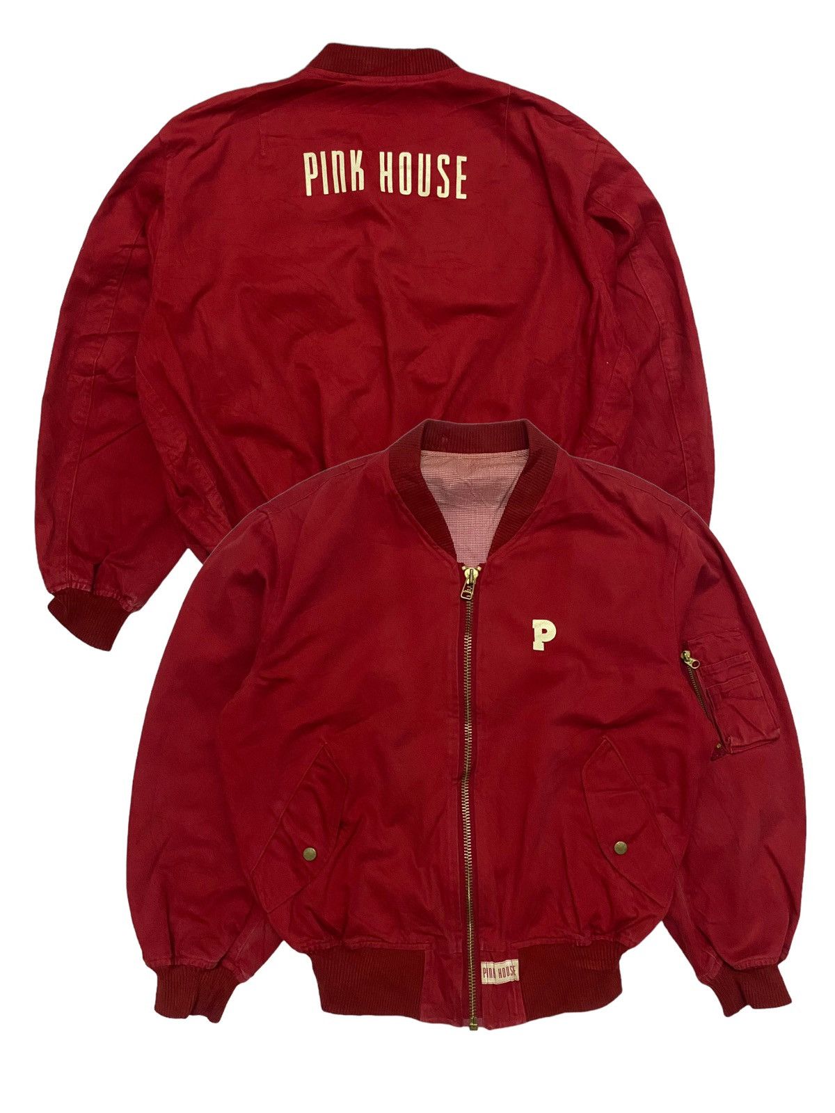 image of Karl Helmut x Pink House Bomber Jacket in Red, Men's (Size Medium)